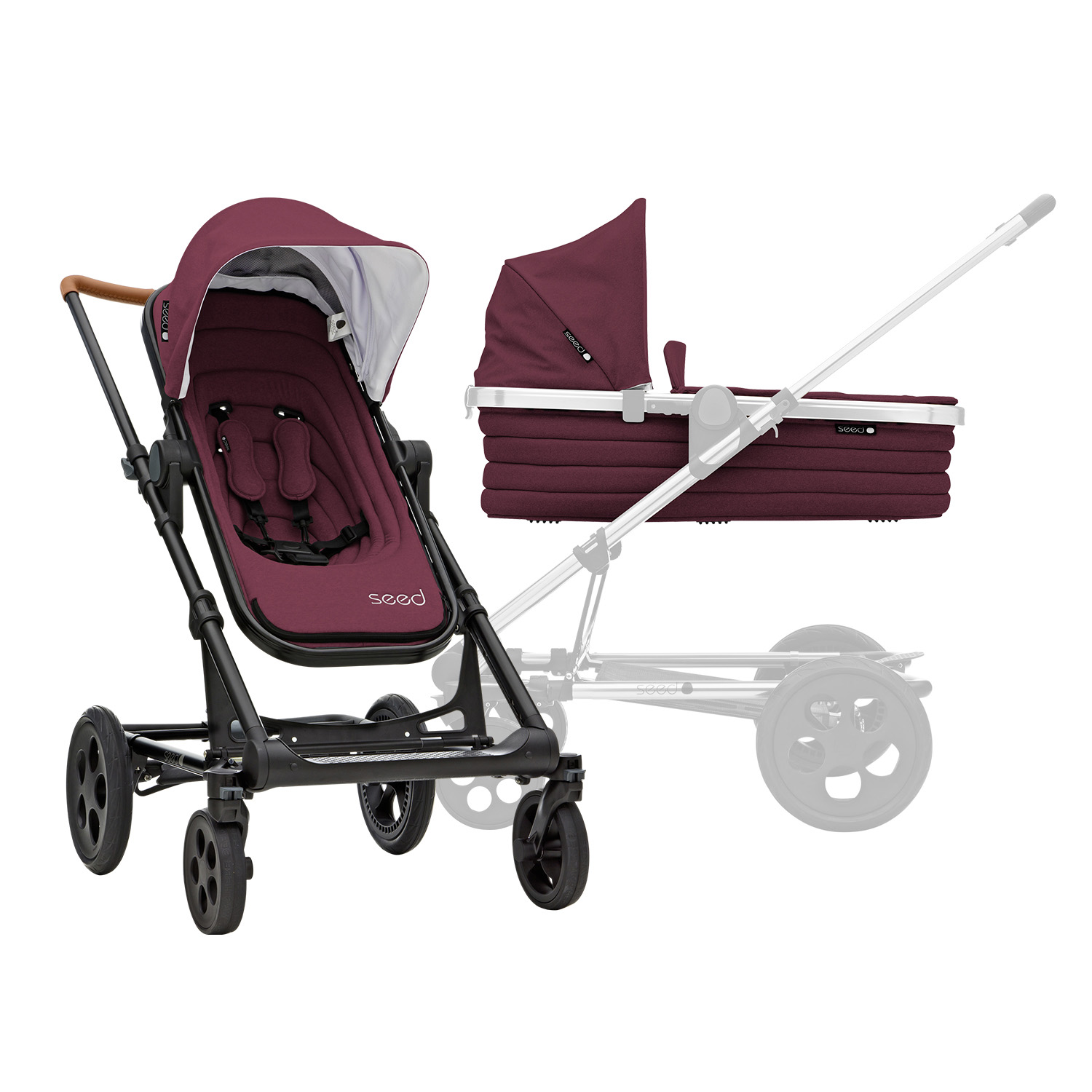 BRITAX SET Kočárek Seed Papilio Black, Cognac/Marsala
