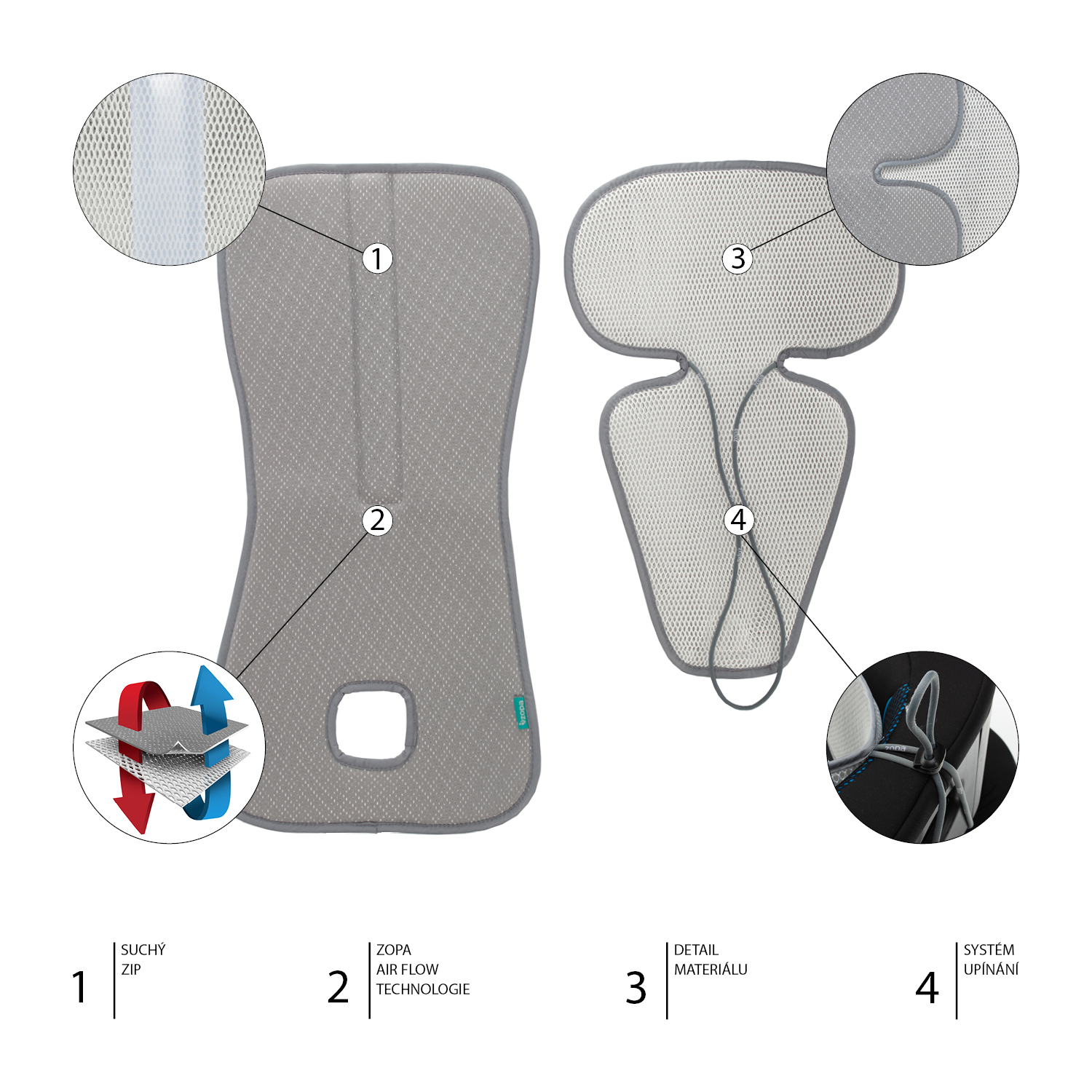 ZOPA Prodyšná podložka do autosedačky Breeze sk. 2/3, Sand Shell