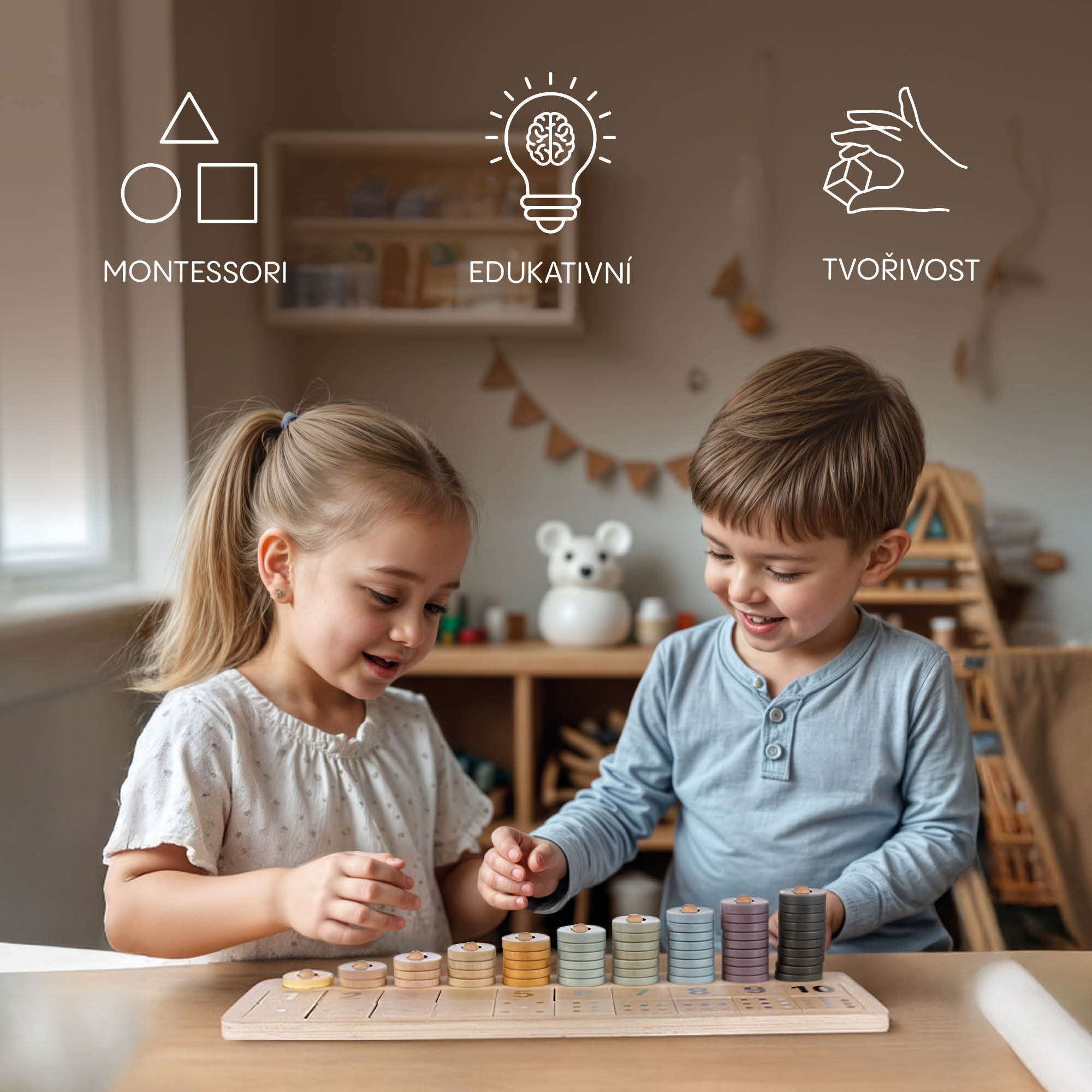 Dřevěná Montessori hra Počítání