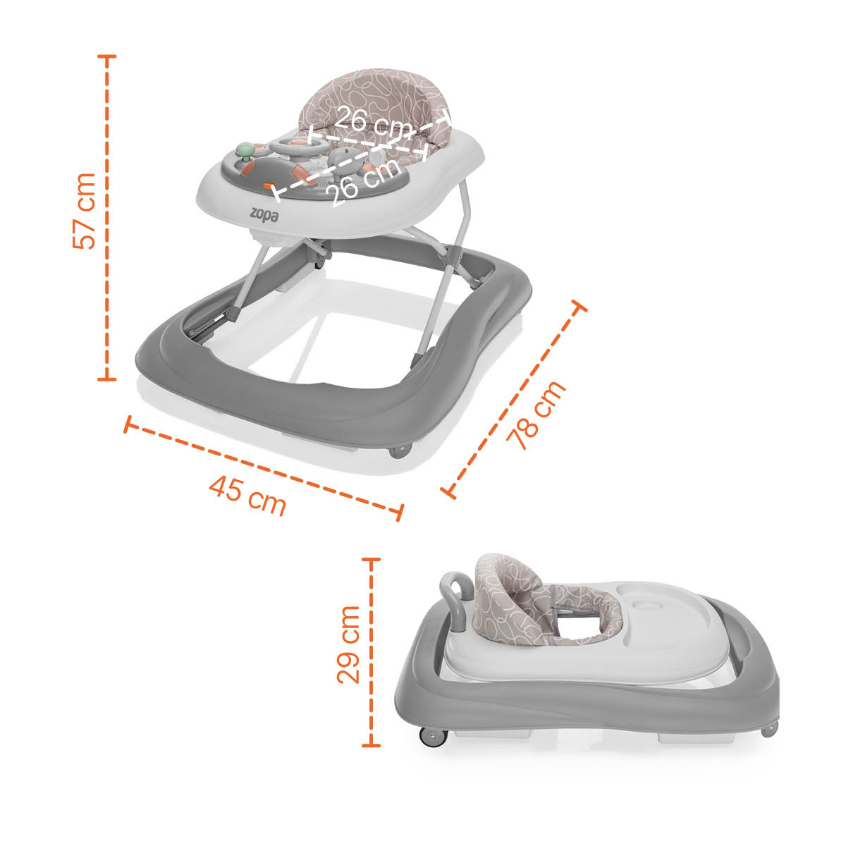 ZOPA Chodítko Fiesta, Grey/White