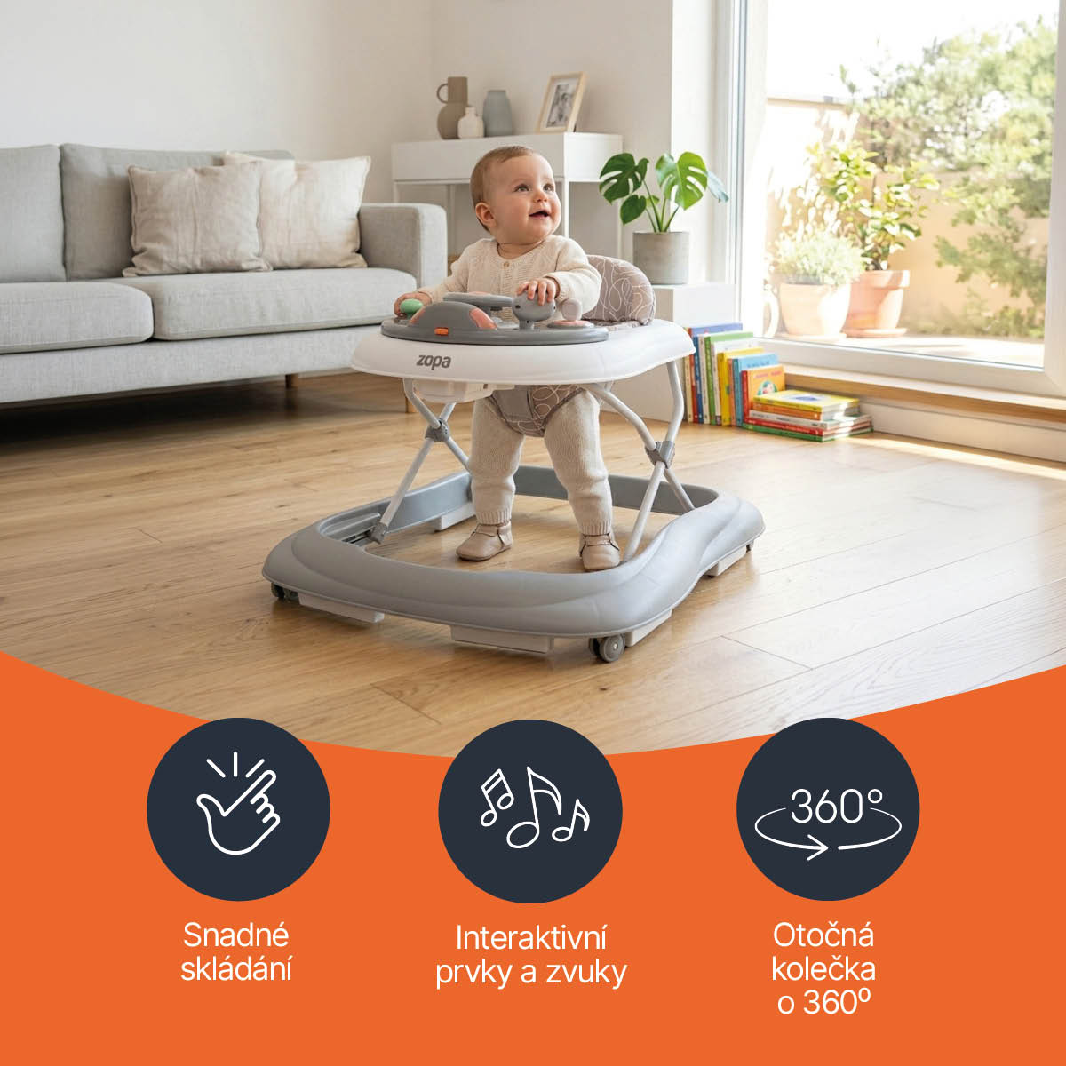 ZOPA Chodítko Fiesta, Grey/White