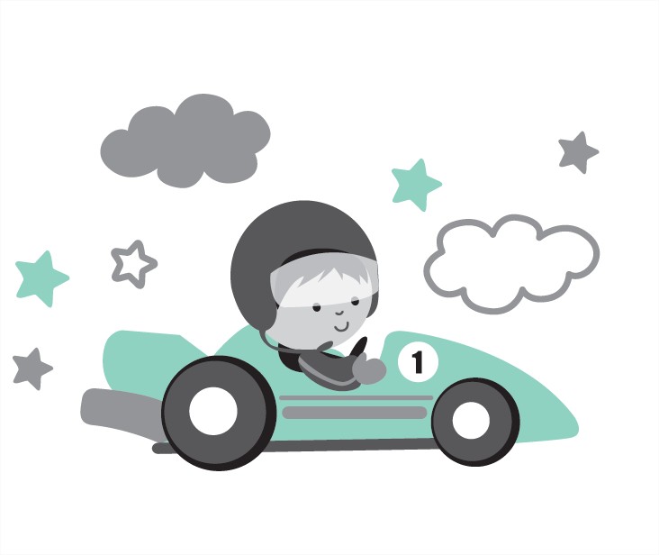 ZOPA Stupínek k WC/umyvadlu "Racer", Grey/Mint