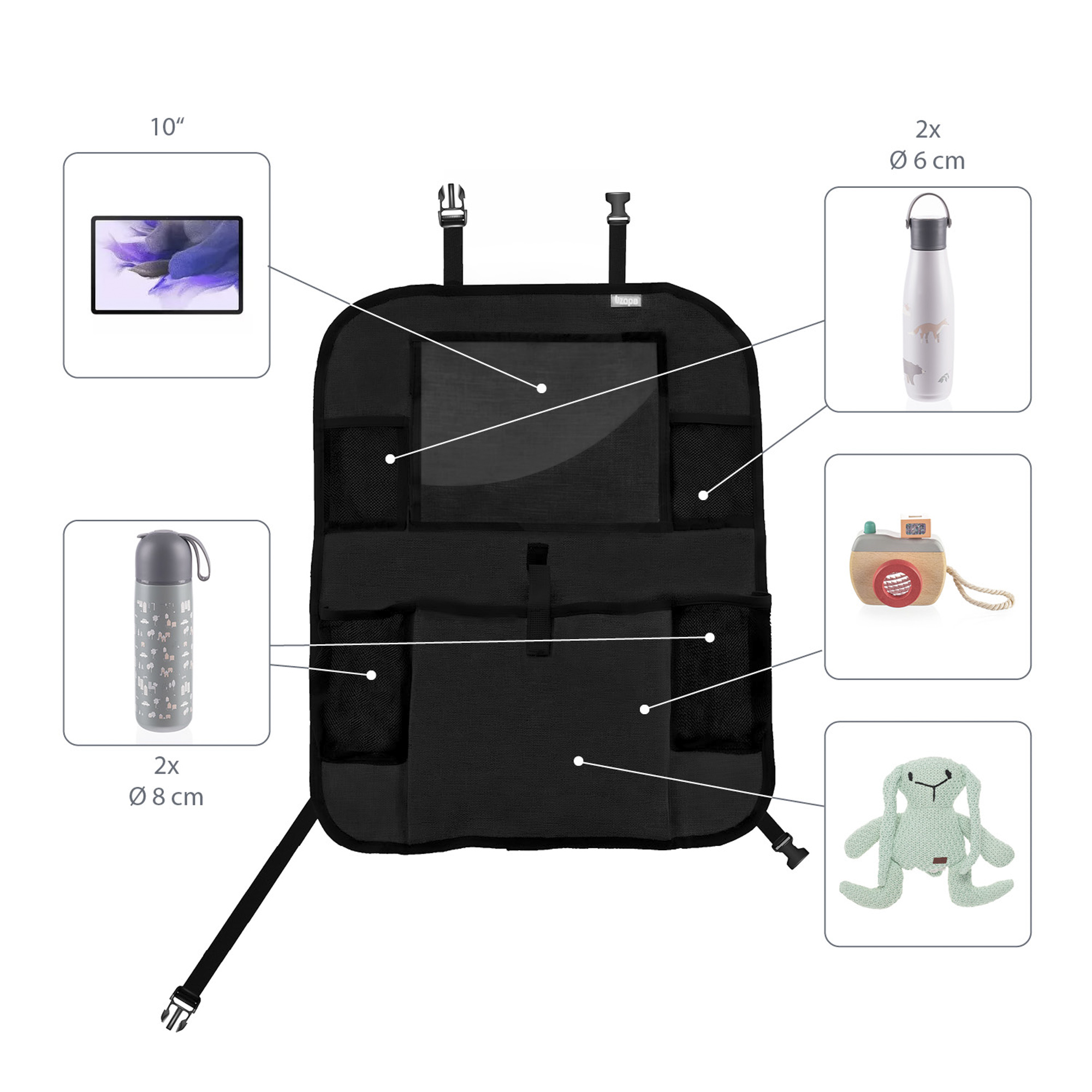 ZOPA Organizér na sedadlo + kapsa na tablet, Black