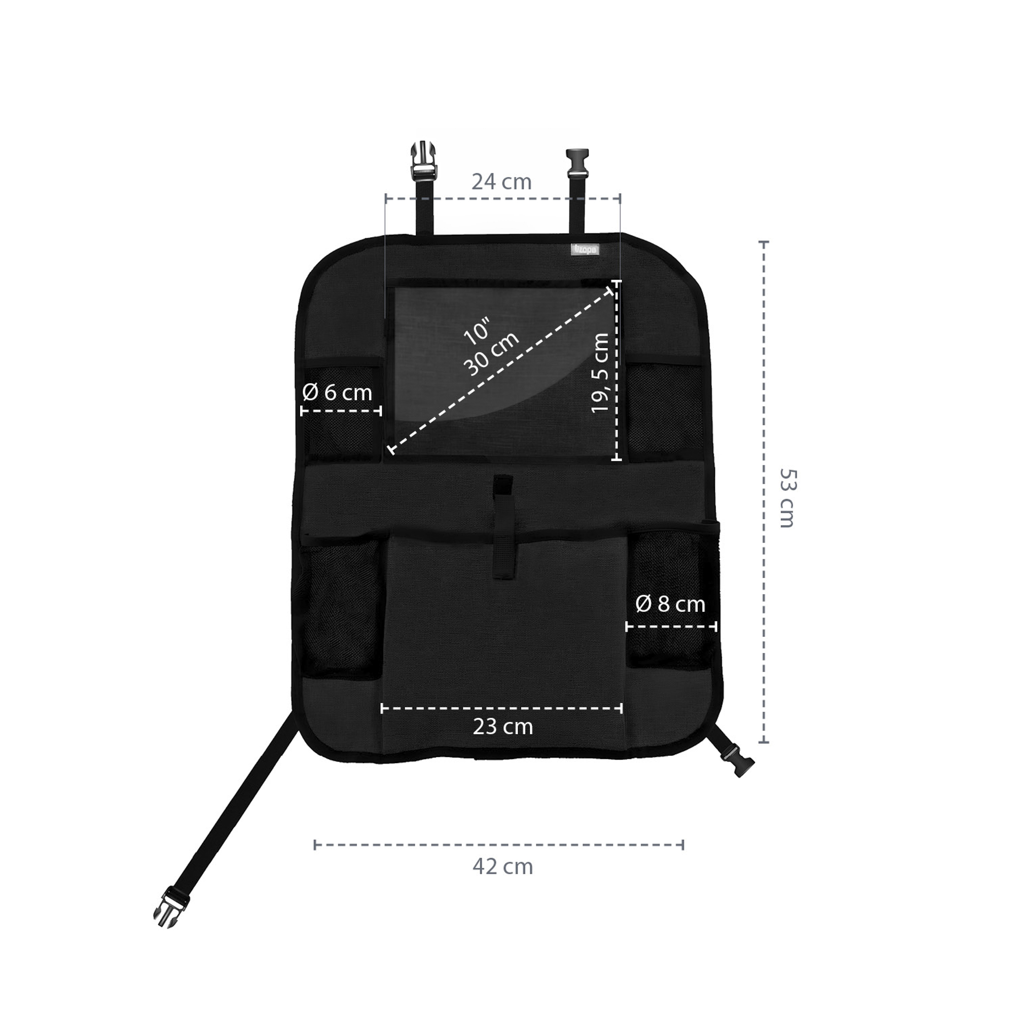 Organizér na sedadlo + kapsa na tablet, Black