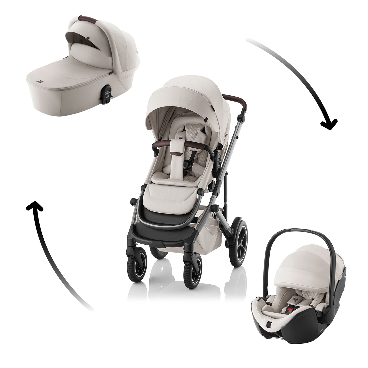 Britax Set kočárek Smile 5Z + hluboká korba + autosedačka Baby-Safe PRO Lux, Soft Taupe