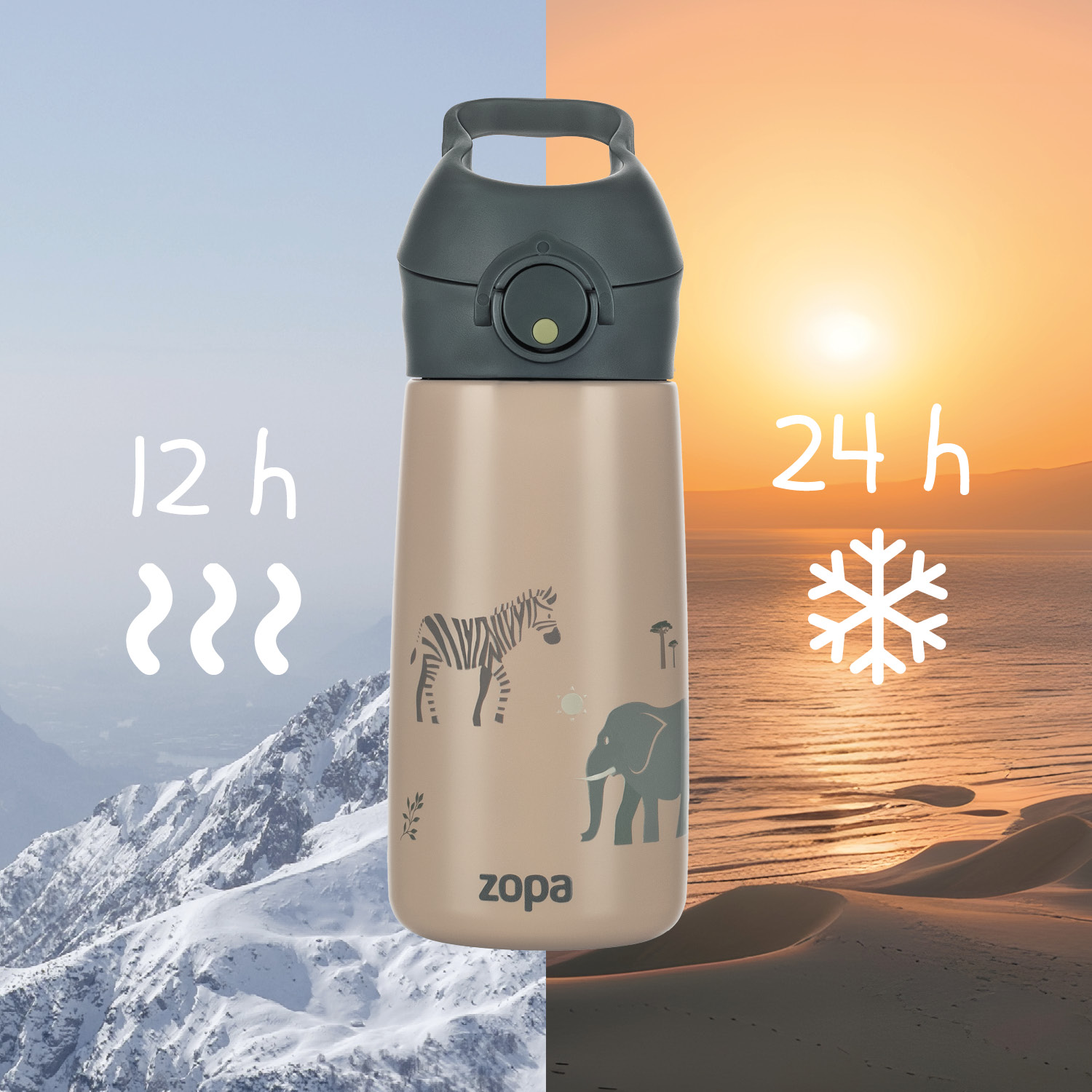 Termoska na pití s pítkem 400 ml, Mountains