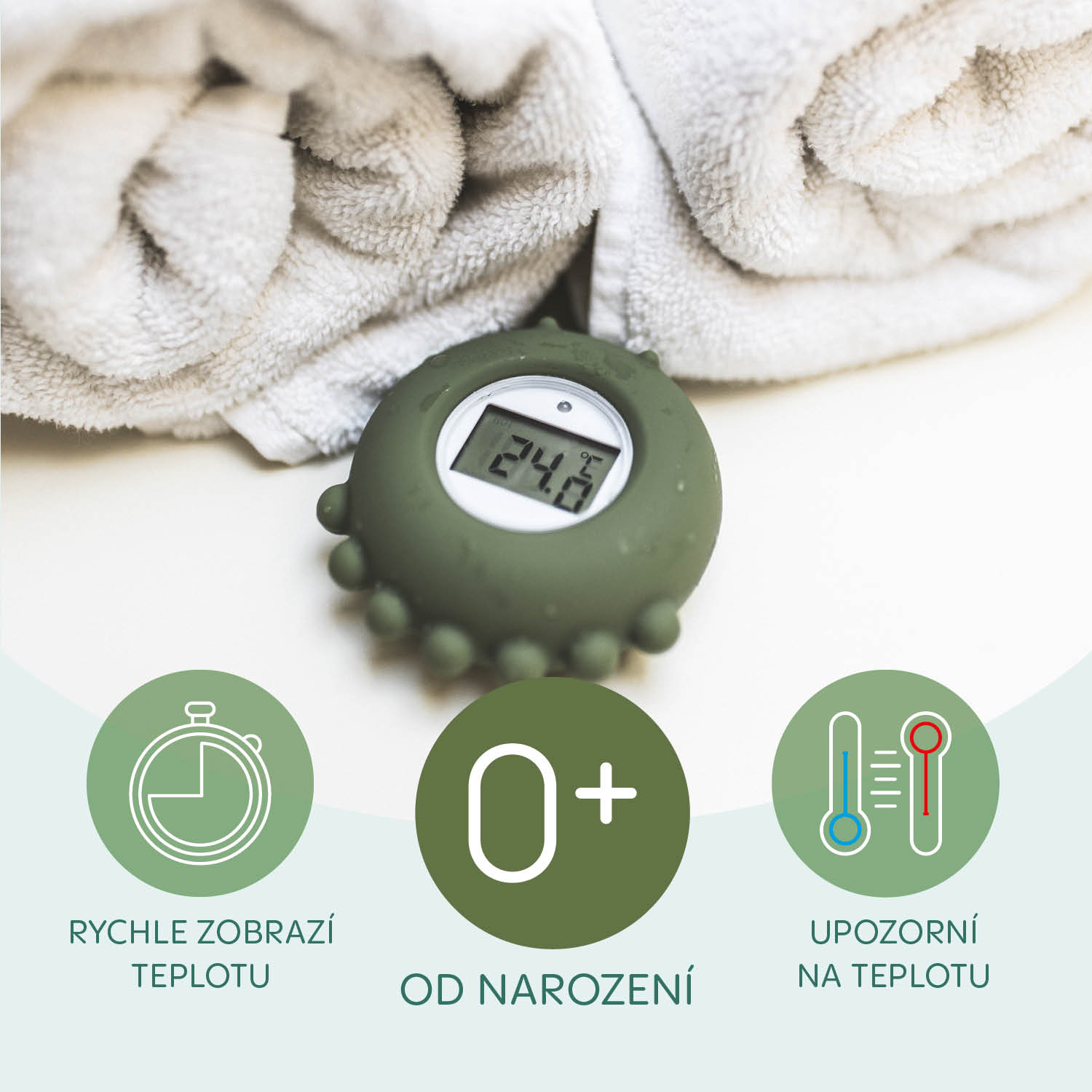 Zopa Silikonový digitální teploměr 2v1, Old Pink