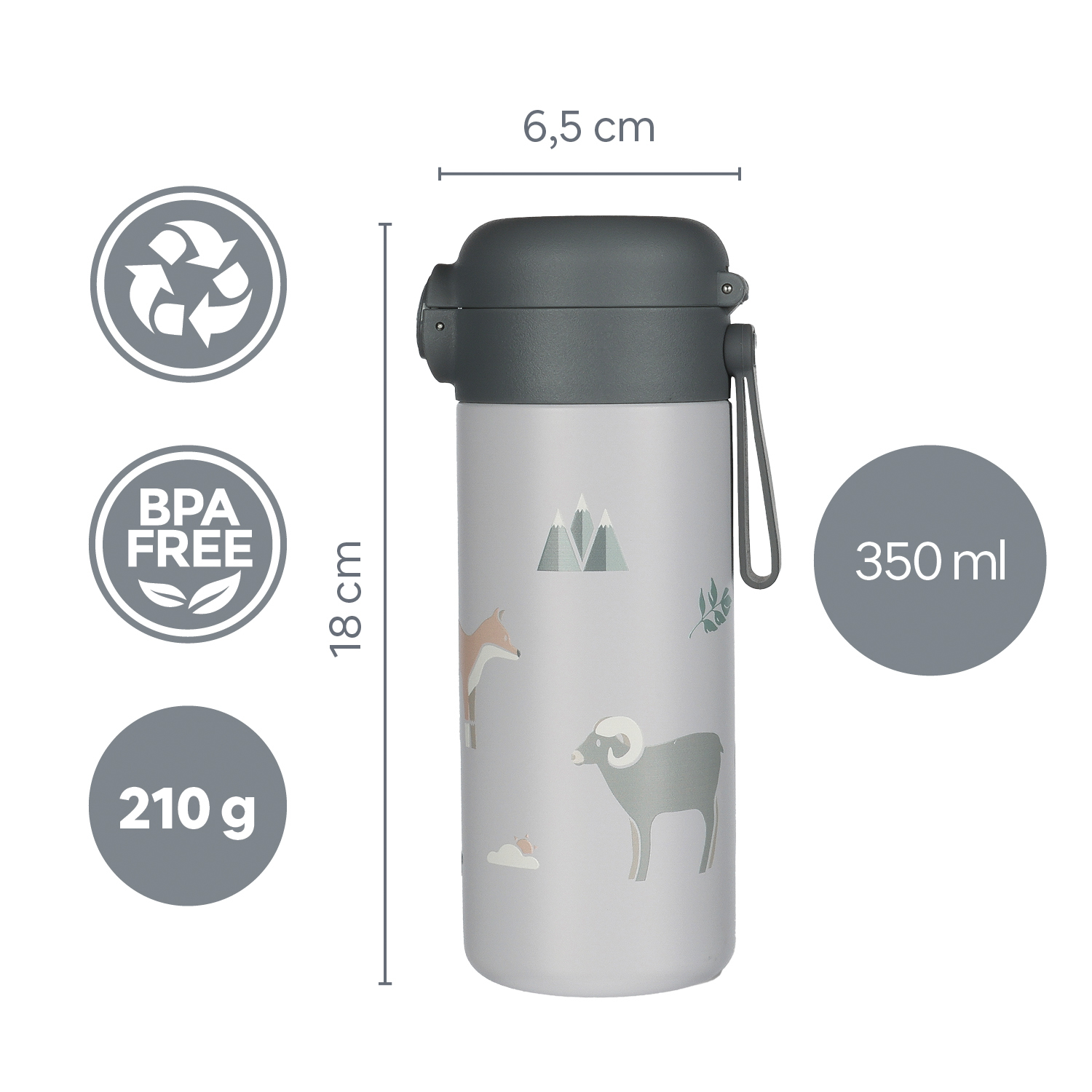 Termoska na tekutiny s brčkem a silikonovým držákem 350 ml, Candy pink
