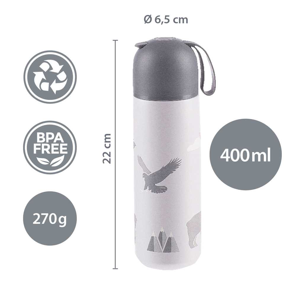Termoska na tekutiny se silikonovým držákem 400 ml, Pistacio green