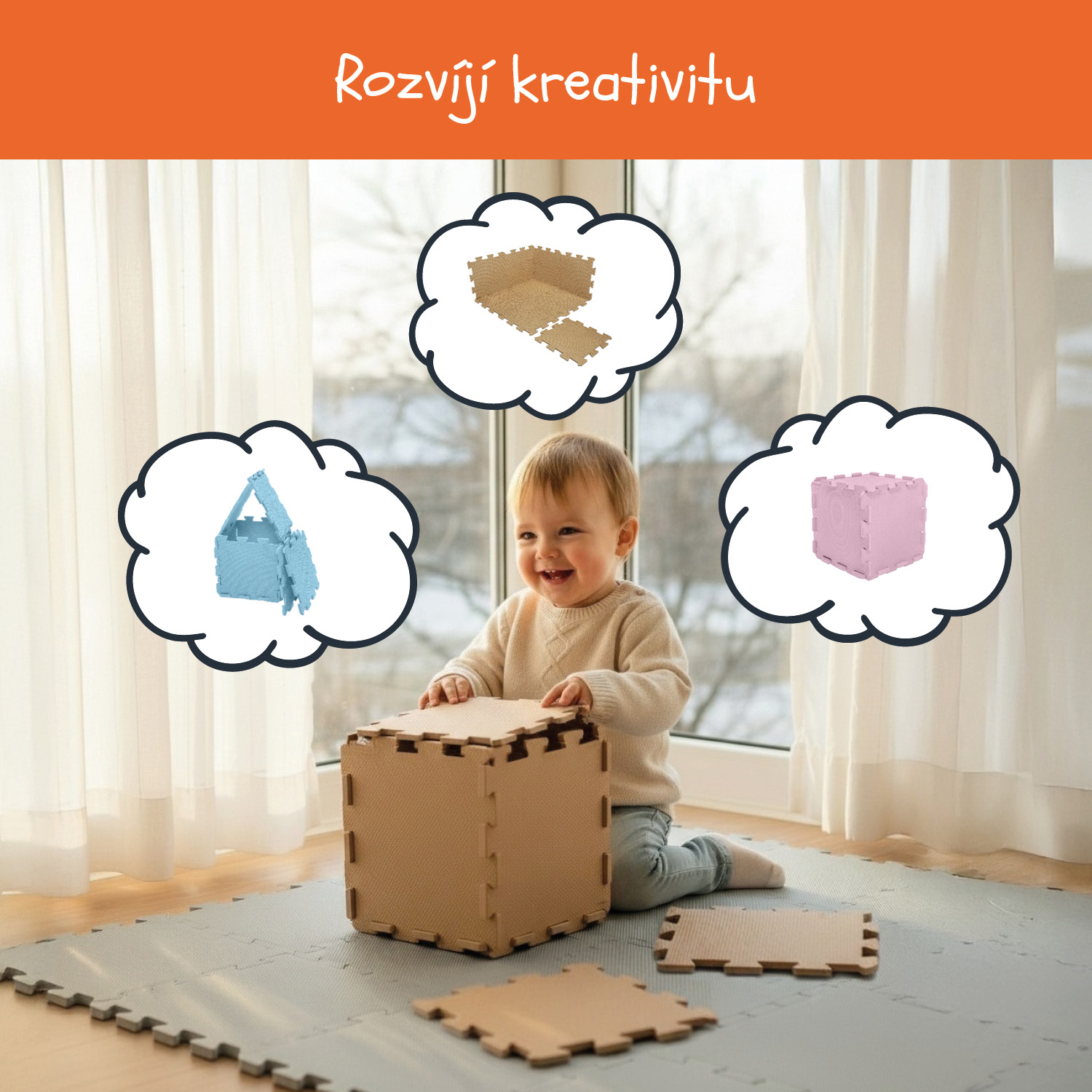 Pěnová podložka Puzzle 30x30 cm 9ks, Forest