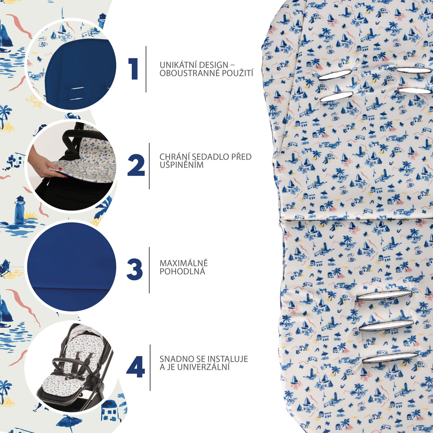 Zopa Podložka do kočárku Easy, Sailor Blue