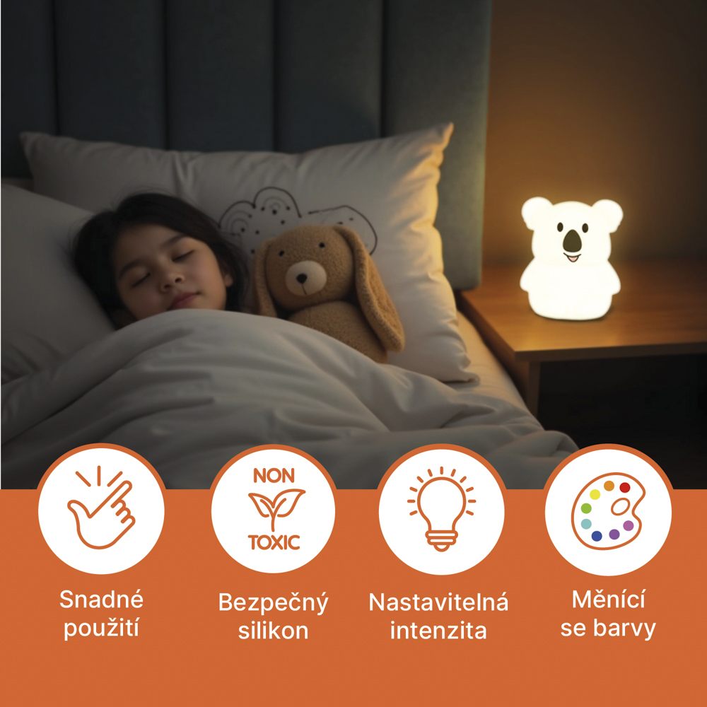 Silikonová LED noční lampička vel. M, Panda