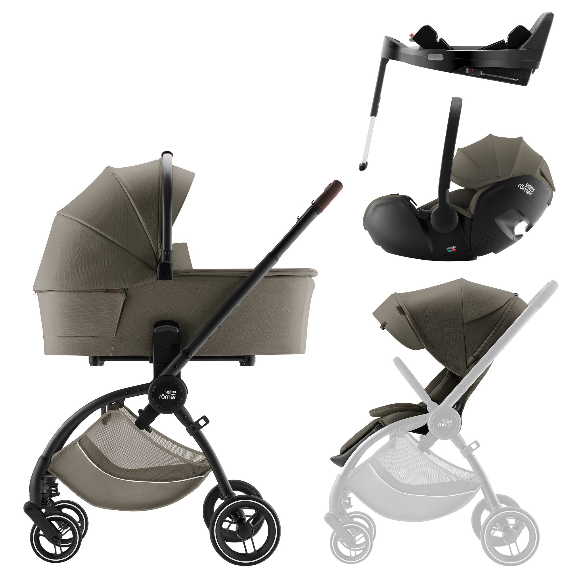 Set kočárek Rio + hluboká korba + autosedačka Baby-Safe PRO + Vario Base 5Z Lux, Urban Olive