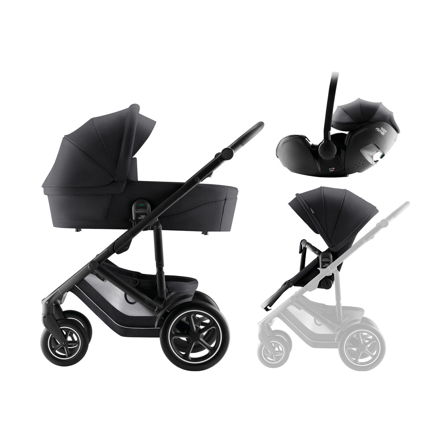 Set kočárek Smile 5Z + hluboká korba + autosedačka Baby-Safe PRO Style, Carbon Black