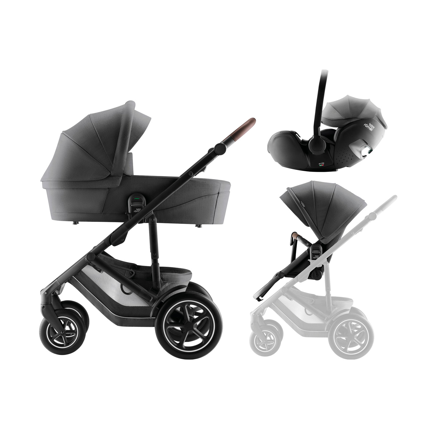 Set kočárek Smile 5Z + hluboká korba + autosedačka Baby-Safe PRO Style, Mineral Grey