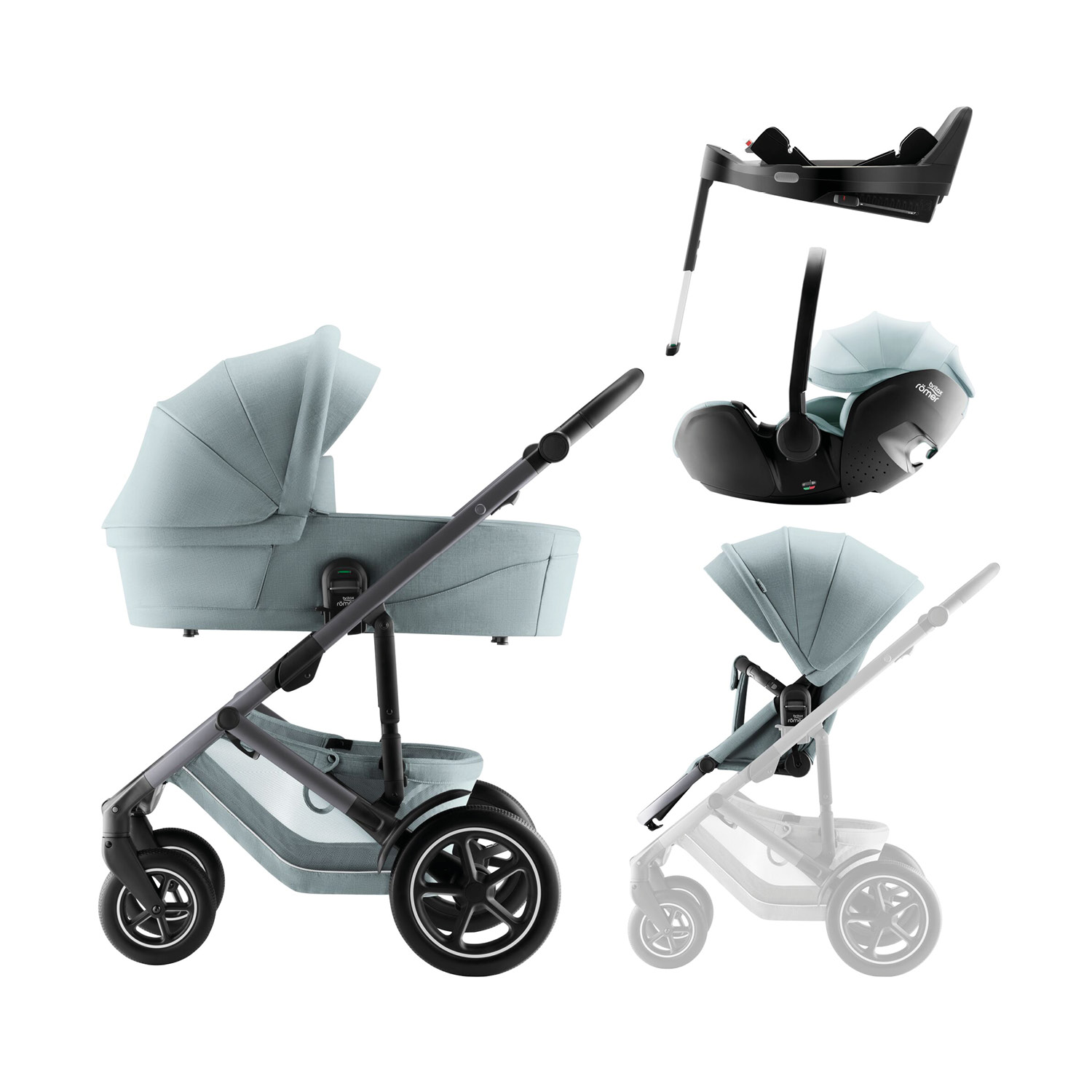 Set kočárek Smile 5Z + hluboká korba + autosedačka Baby-Safe PRO + Vario Base 5Z Style, Harbor Blue