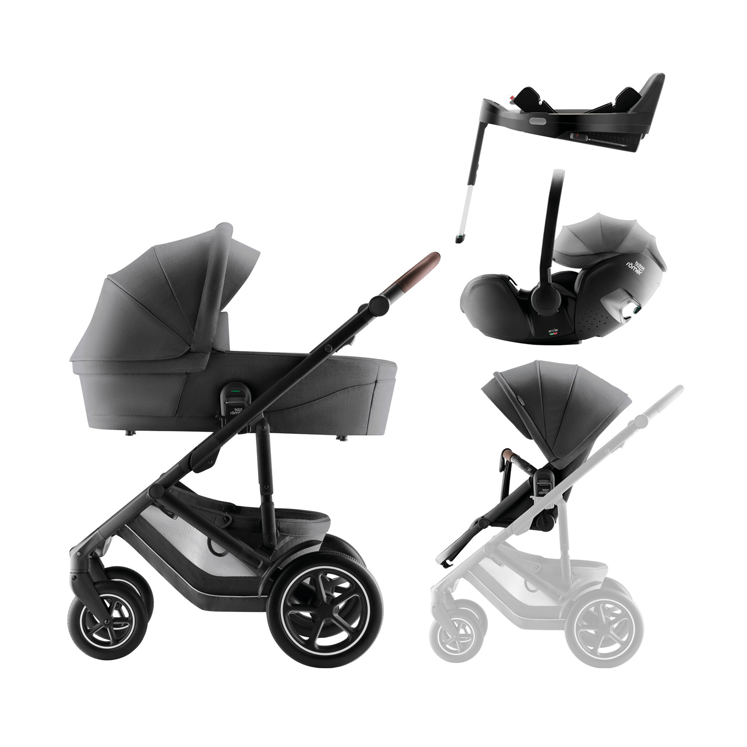 Set kočárek Smile 5Z + hluboká korba + autosedačka Baby-Safe PRO + Vario Base 5Z Style, Mineral Grey