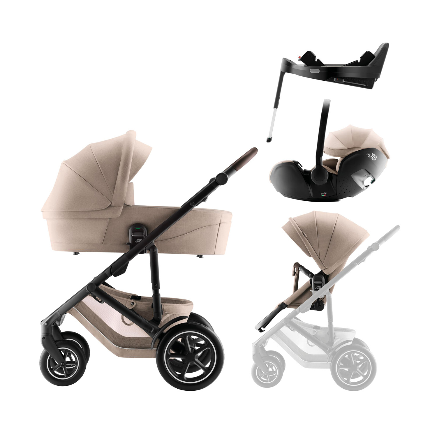 Set kočárek Smile 5Z + hluboká korba + autosedačka Baby-Safe PRO + Vario Base 5Z Style, Teak