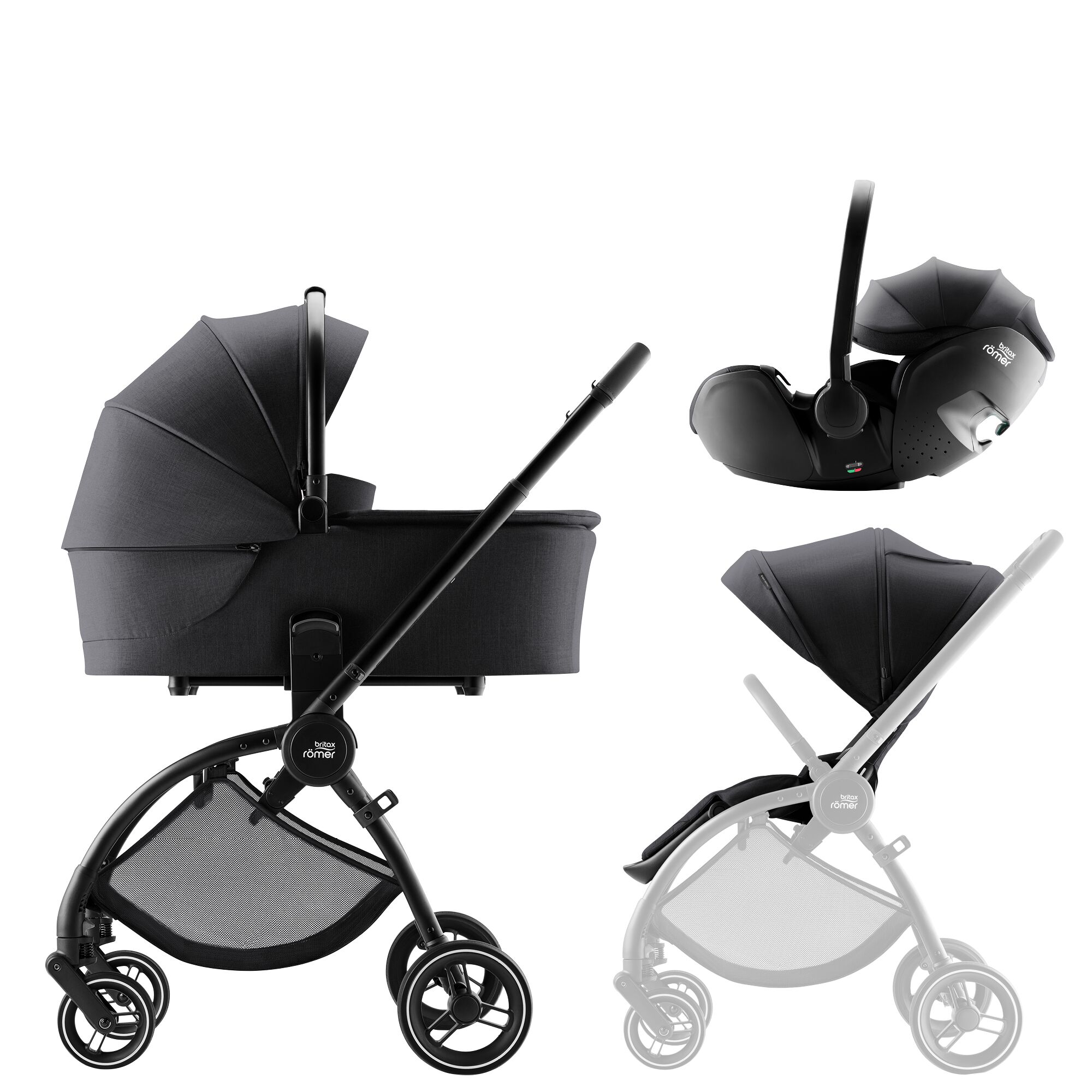 Set kočárek Rio + hluboká korba + autosedačka Baby-Safe PRO Style, Carbon Black