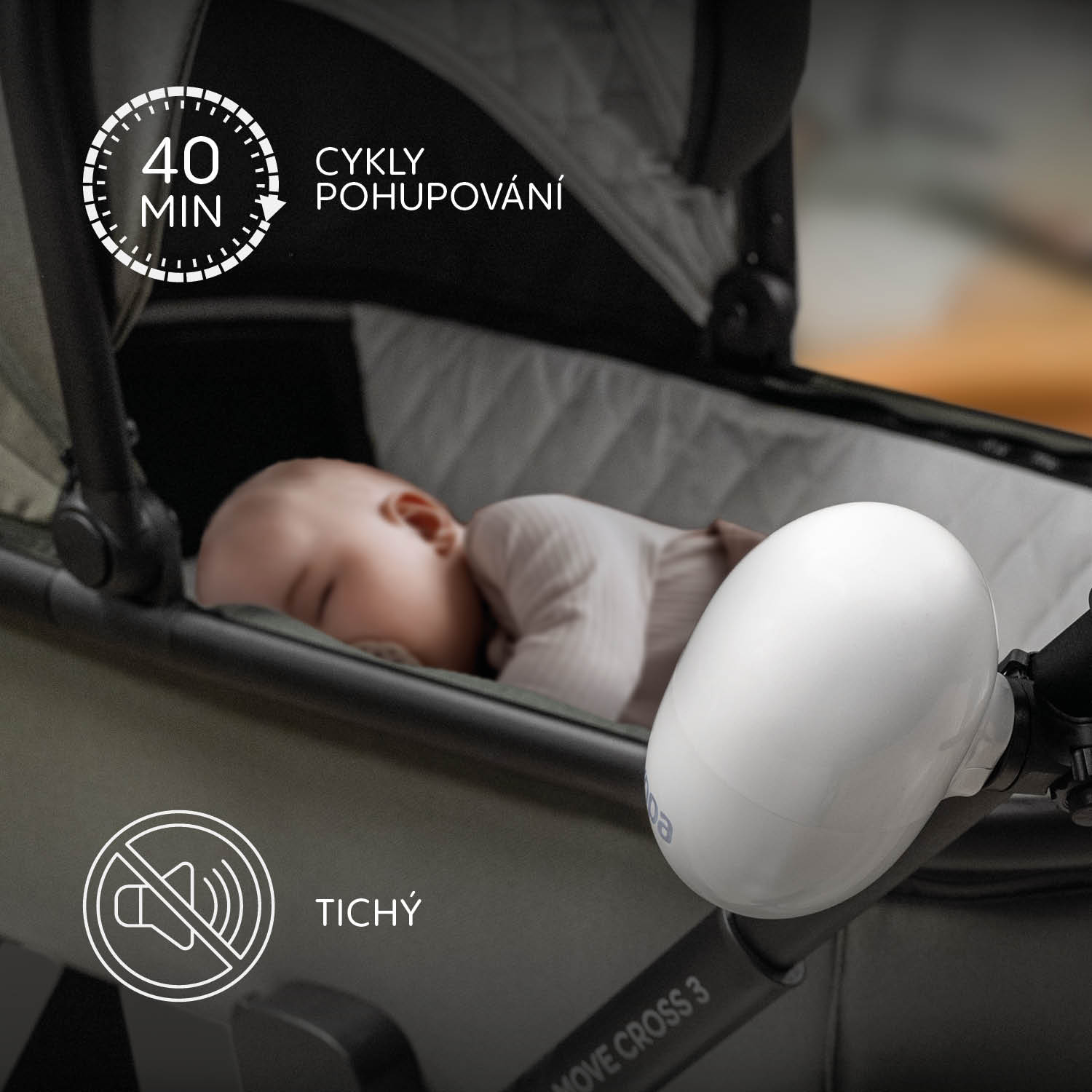 Zopa Houpadlo kočárku Eggy nabíjecí, White