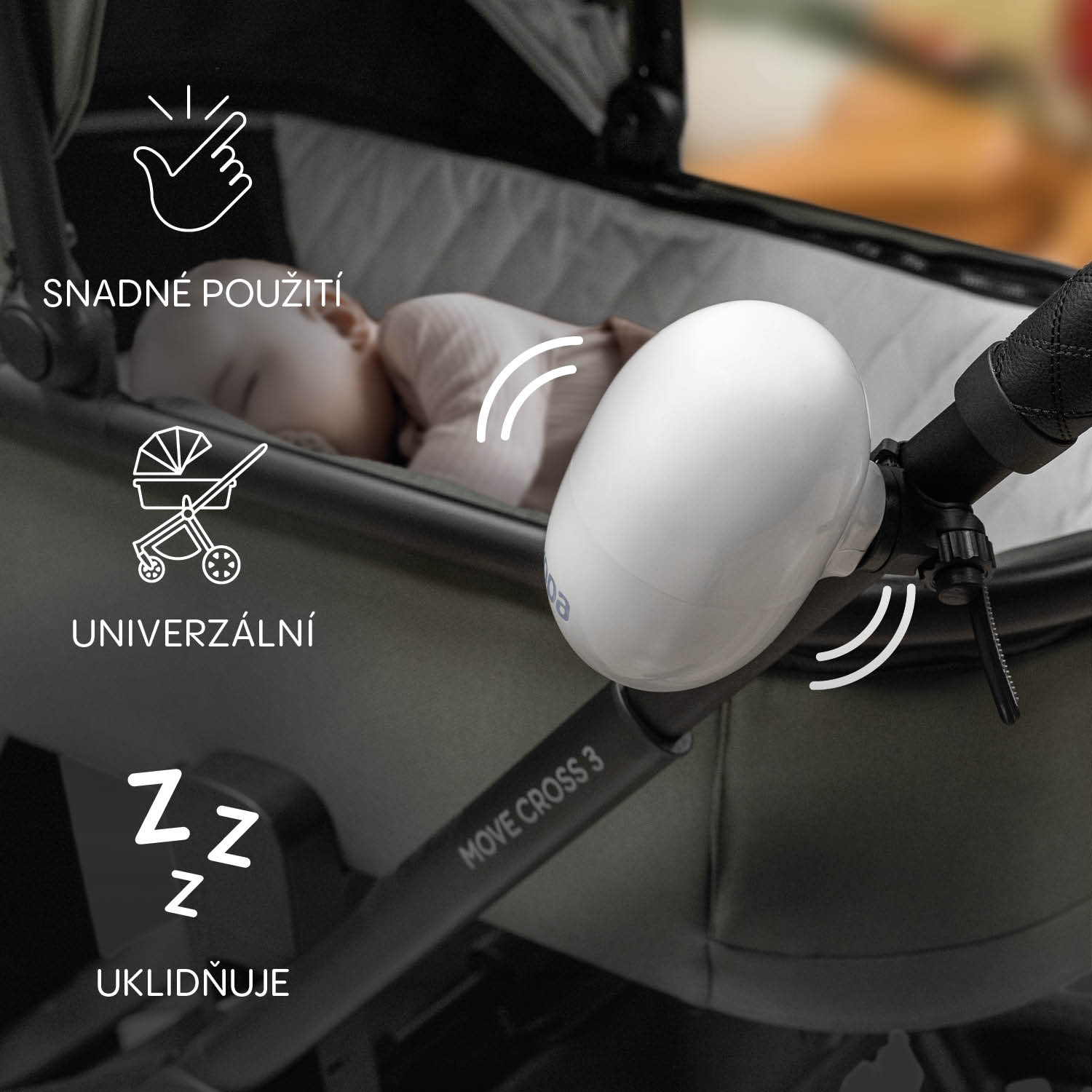 Zopa Houpadlo kočárku Eggy nabíjecí, White