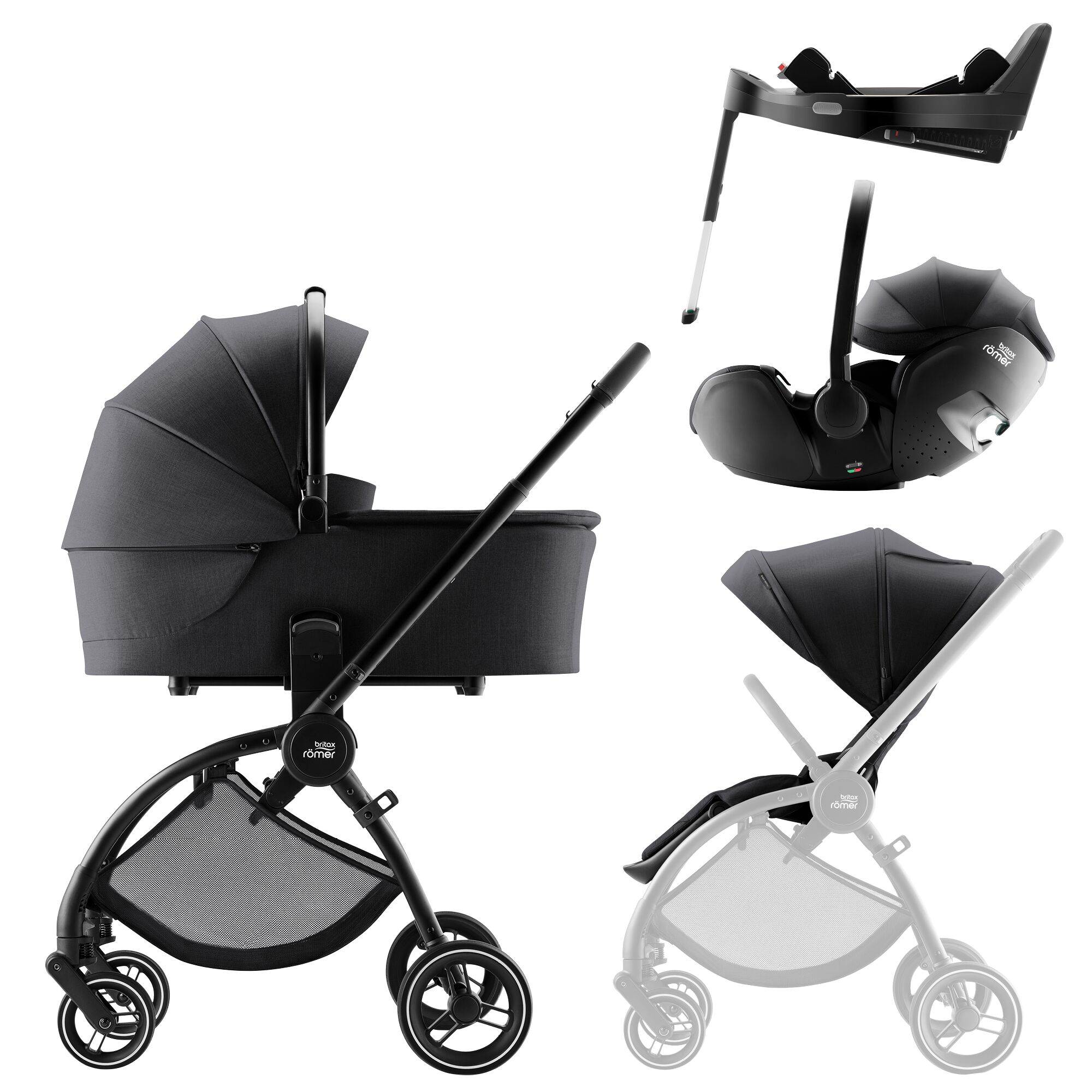 Set kočárek Rio + hluboká korba + autosedačka Baby-Safe PRO + Vario Base 5Z Style, Carbon Black
