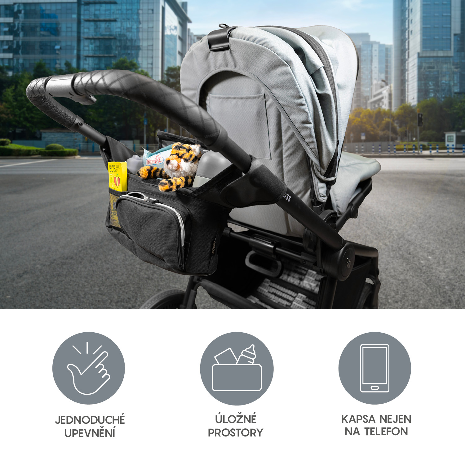 ZOPA Organizér na kočárek Deluxe, Grey