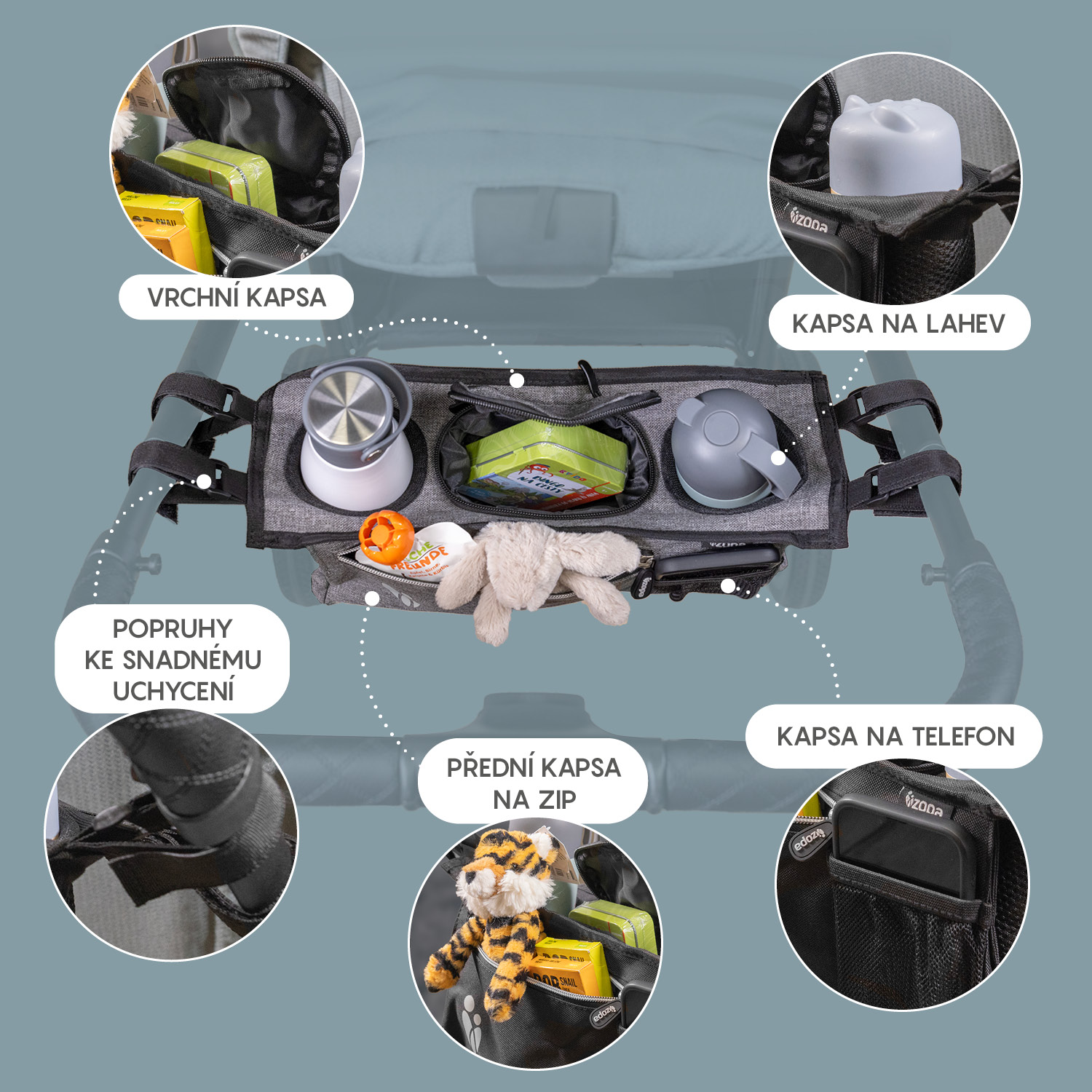 ZOPA Organizér na kočárek, Grey