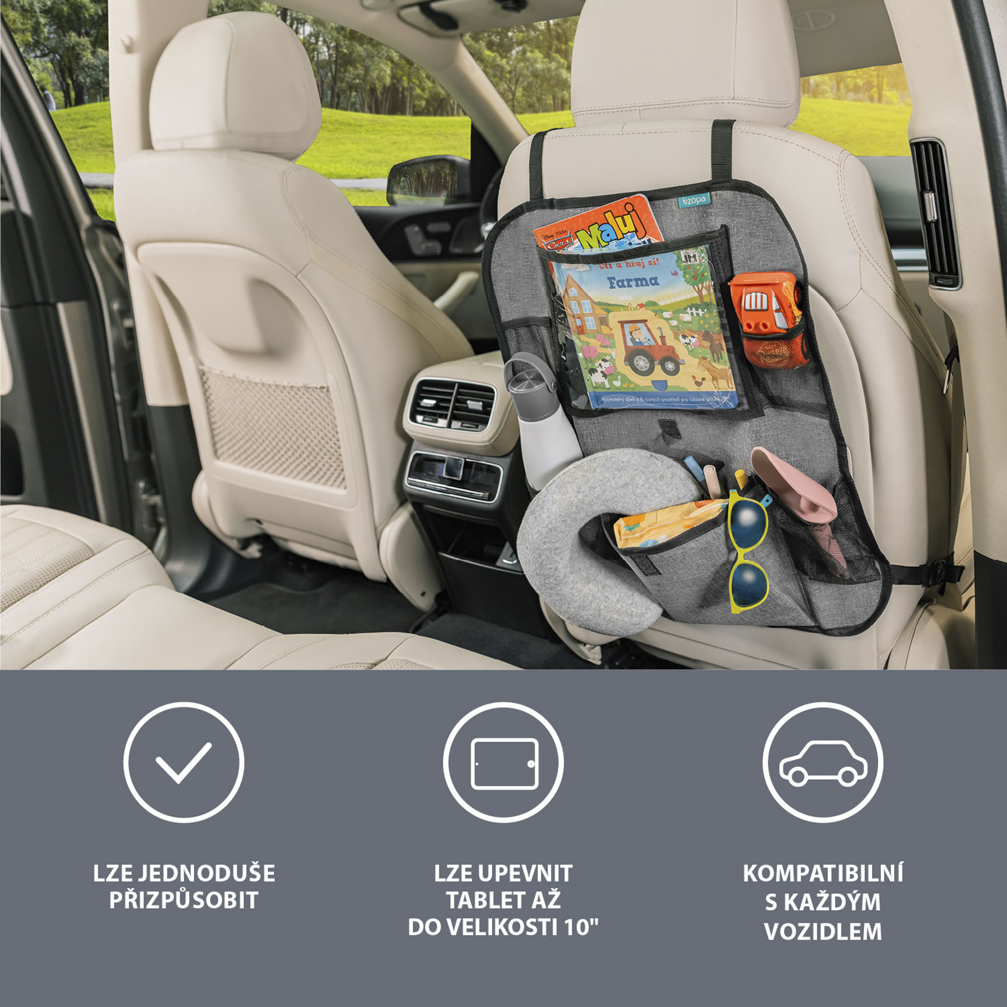 ZOPA Organizér na sedadlo + kapsa na tablet, Grey