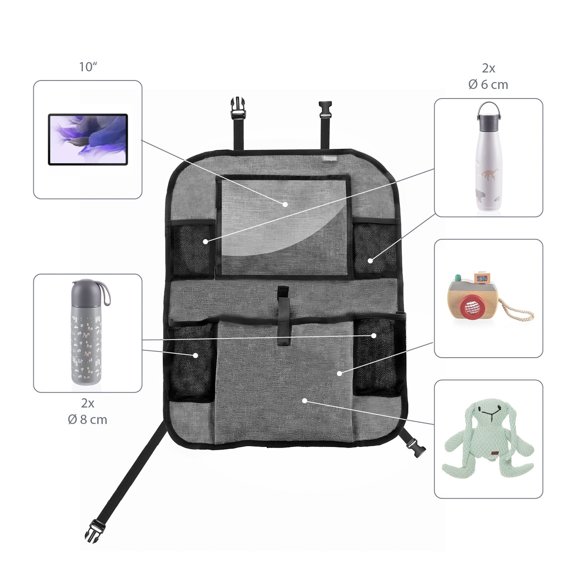 ZOPA Organizér na sedadlo + kapsa na tablet, Grey