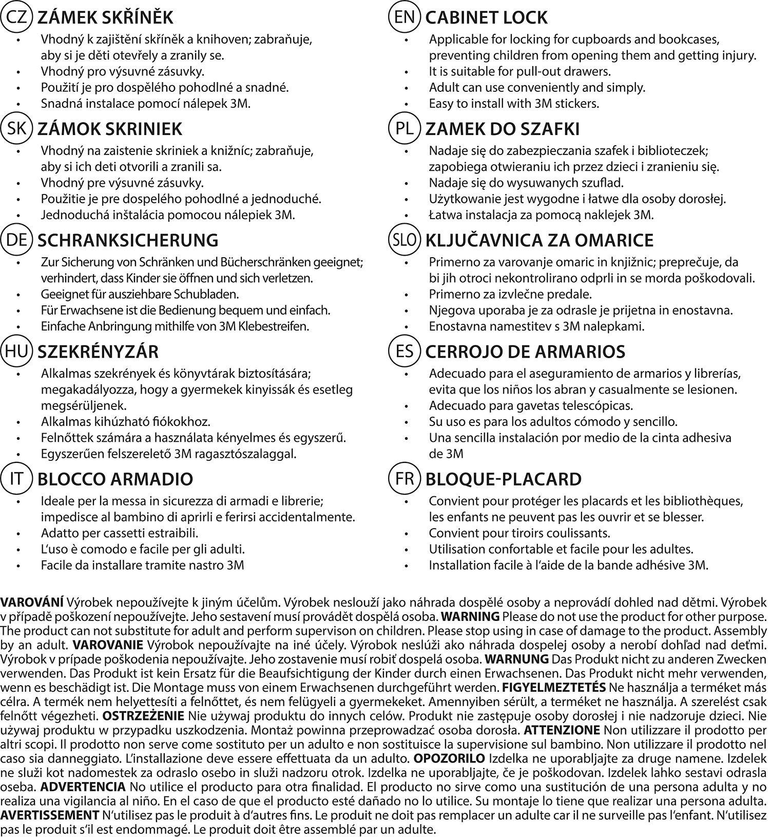 ZOPA Zámek skříněk 2ks, white/grey