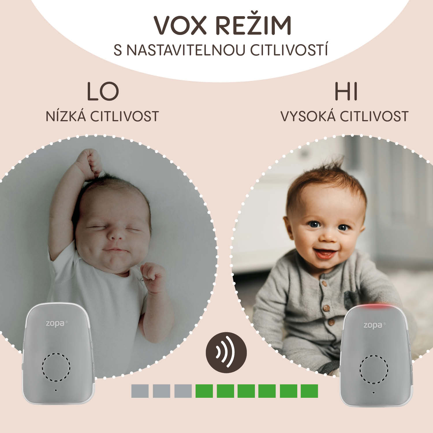 Zopa Digitální audiomonitor Watcher, Grey