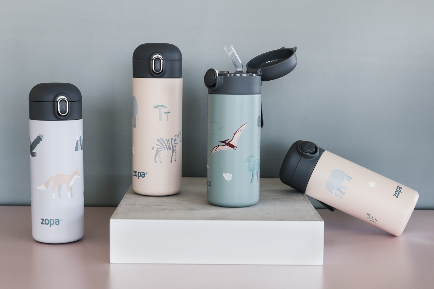 Zopa Termoska na tekutiny s brčkem 400 ml, Safari