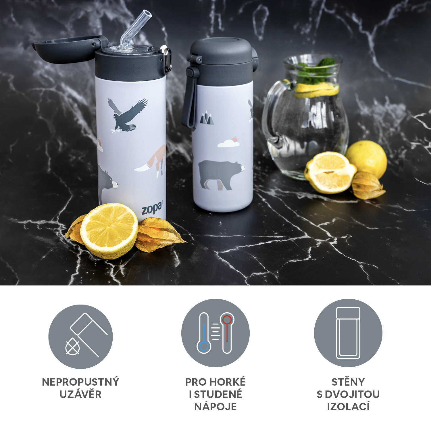 Zopa Termoska na tekutiny s brčkem 400 ml, Dino