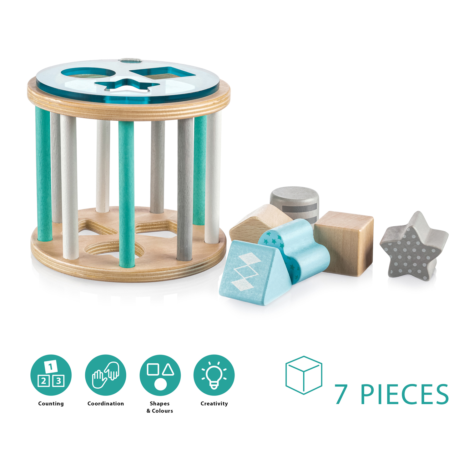 ZOPA Dřevěná aktivity vkládačka, Blue