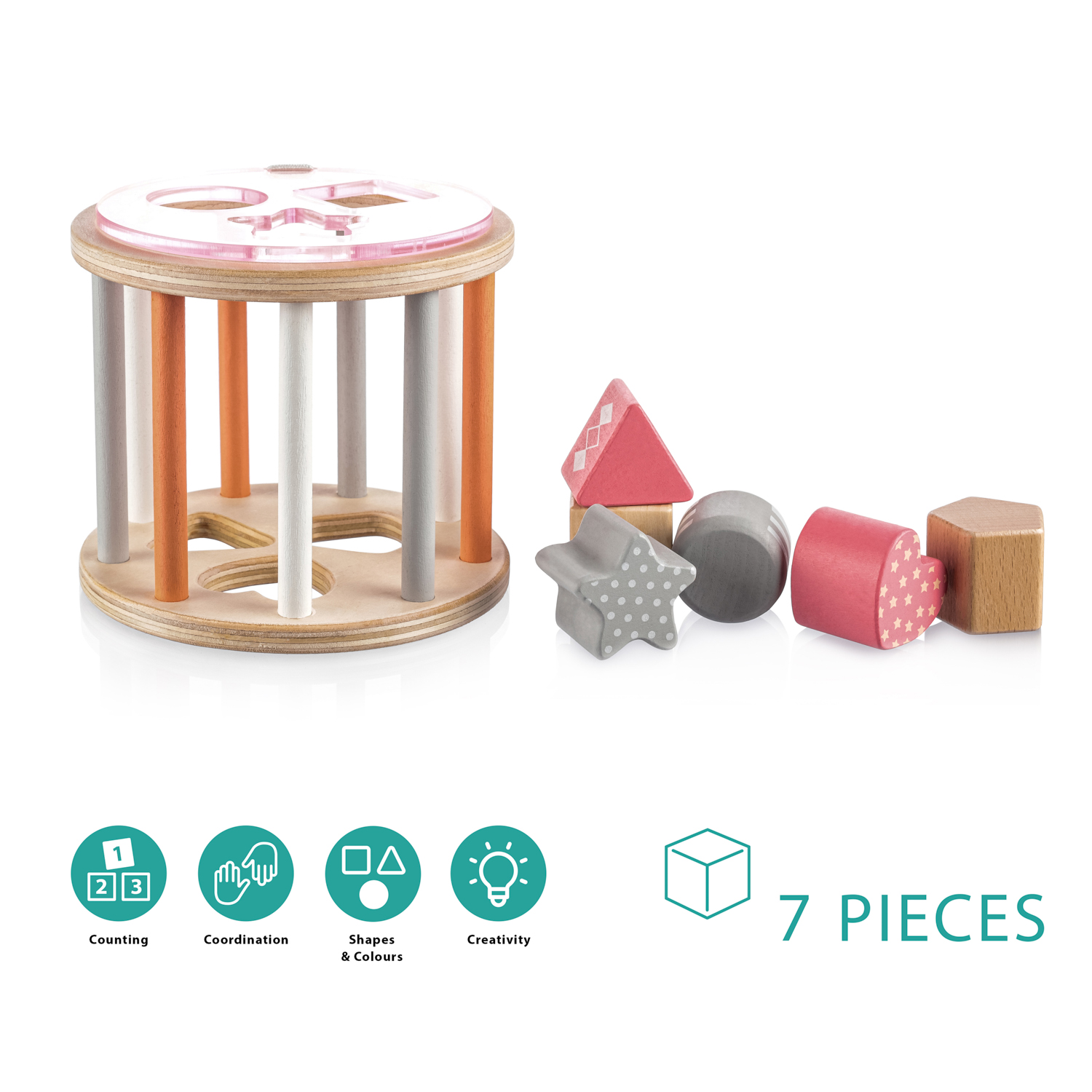 ZOPA Dřevěná aktivity vkládačka, Pink