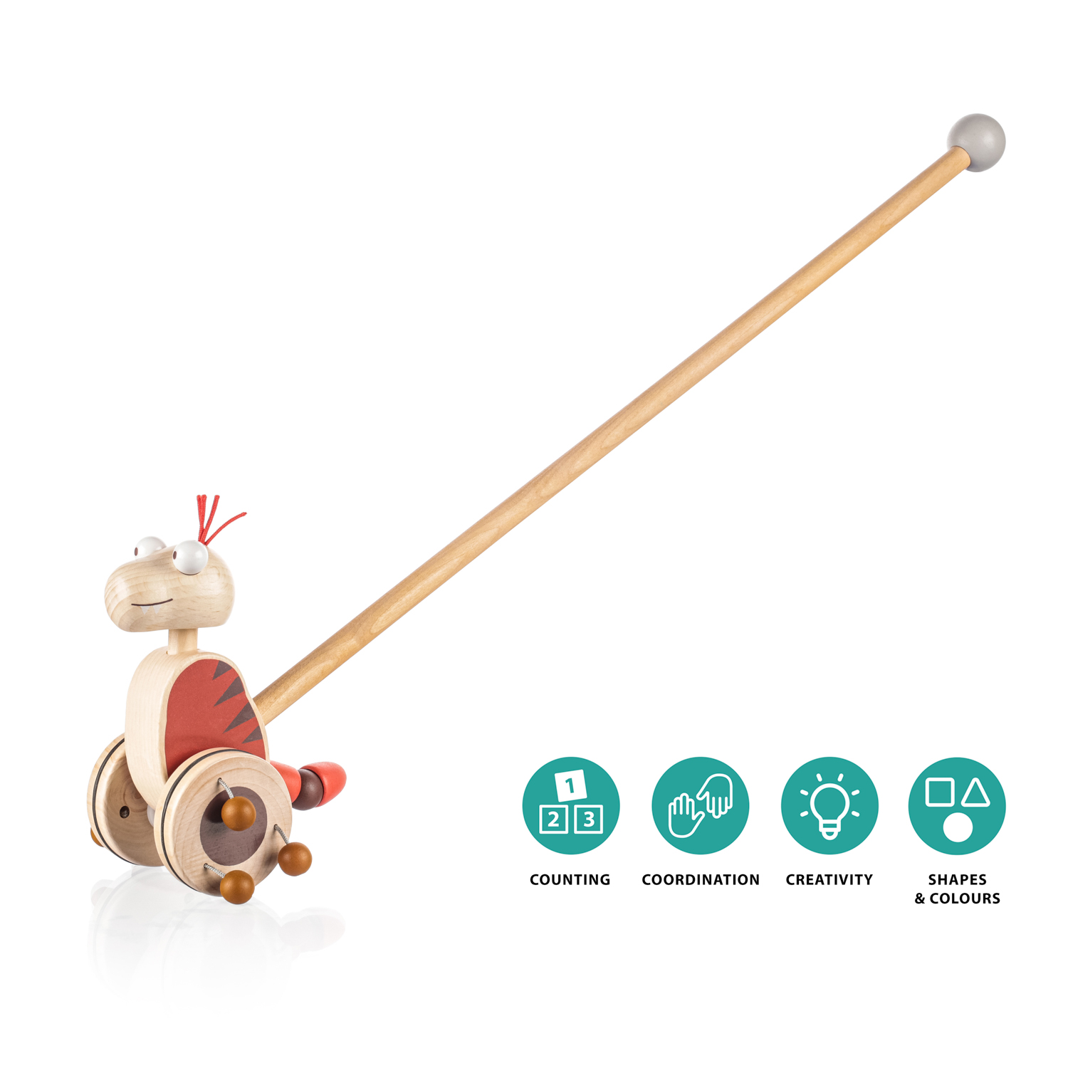 ZOPA Dřevěný jezdík Dinosaurus, Red