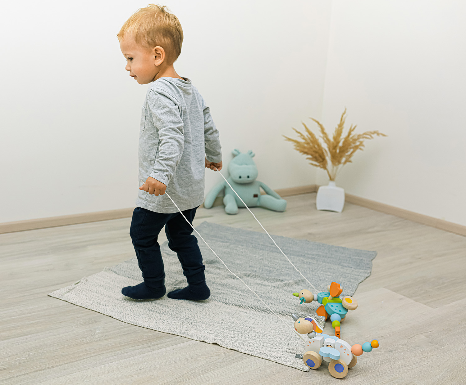 ZOPA Dřevěná tahací hračka, Unicorn