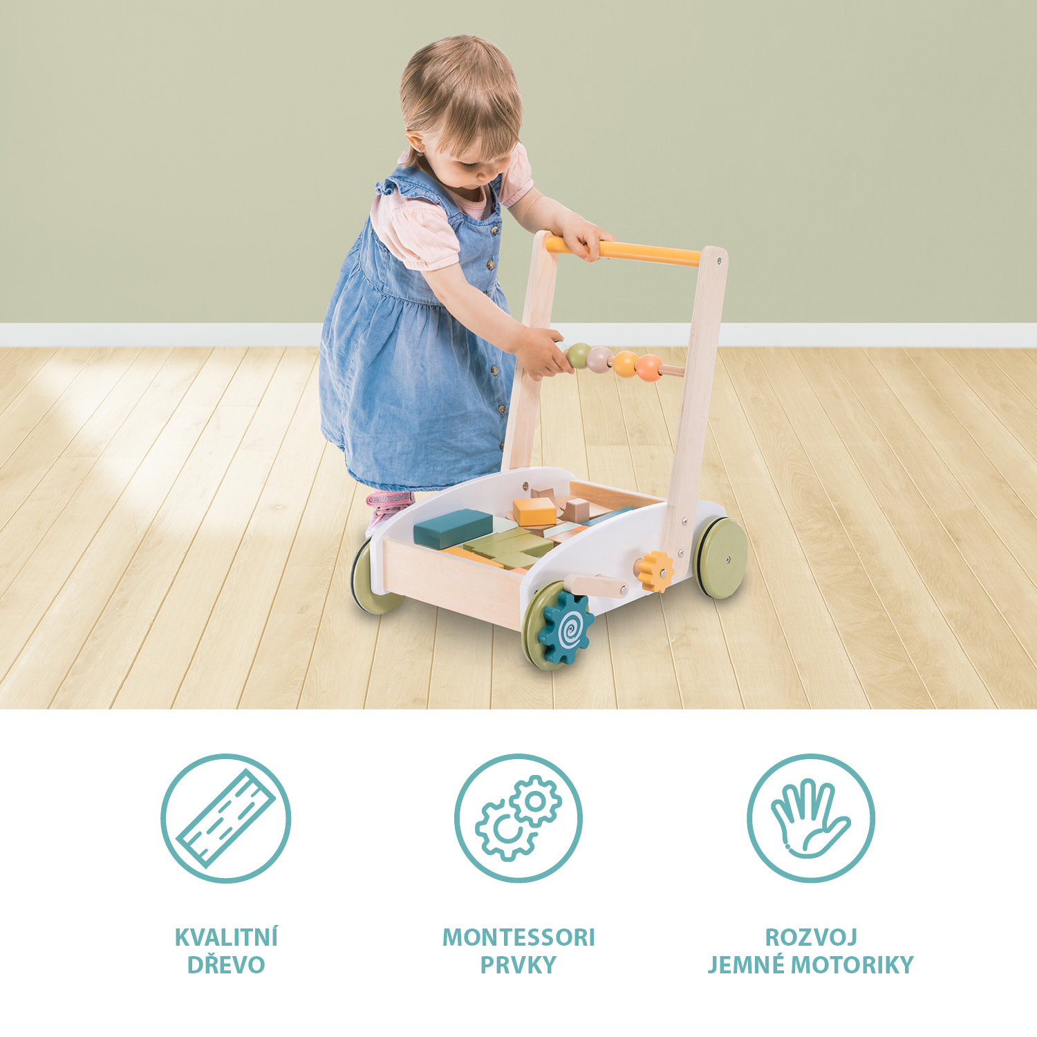 ZOPA Dřevěný vozík s kostkami, Wood