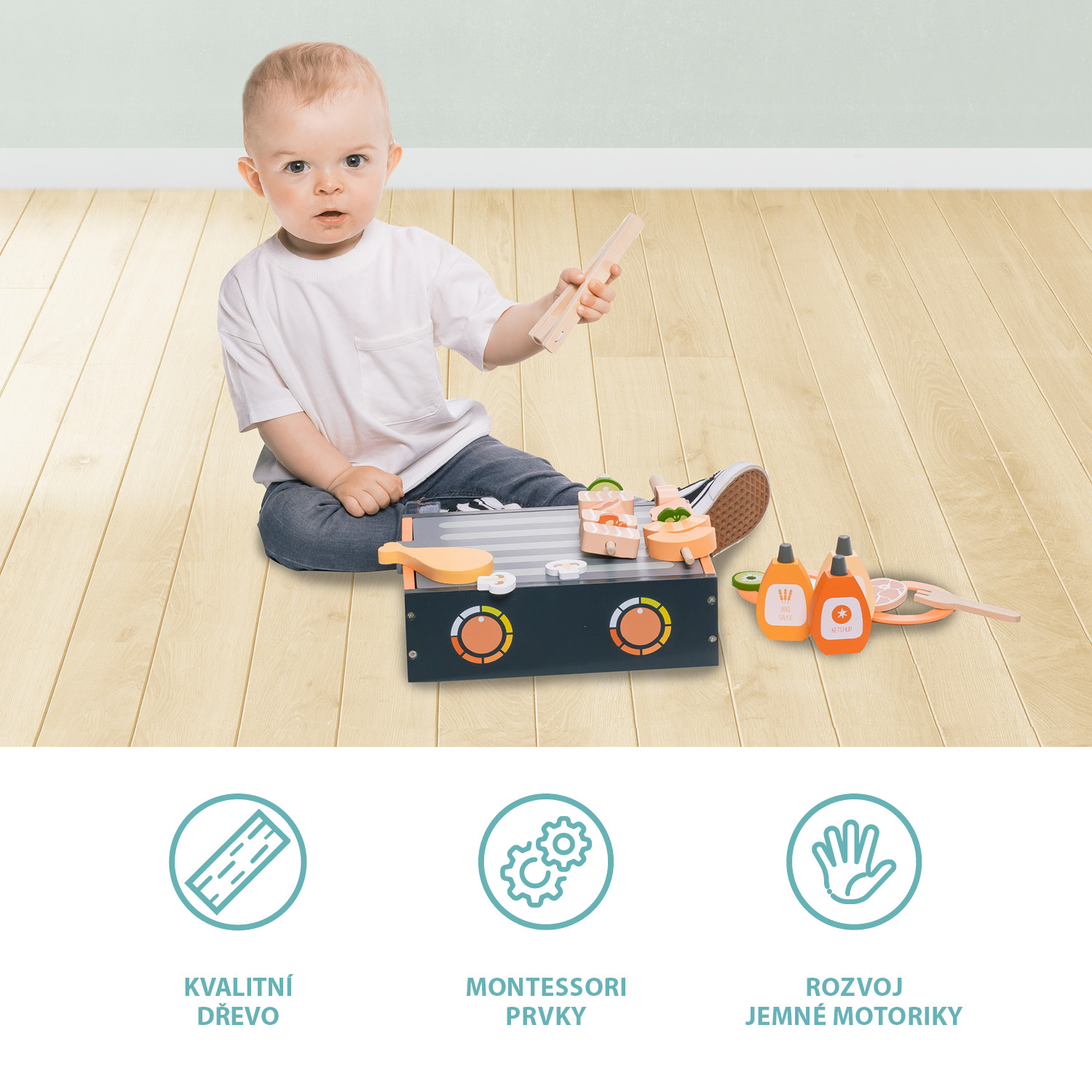 ZOPA Dřevěný BBQ gril set