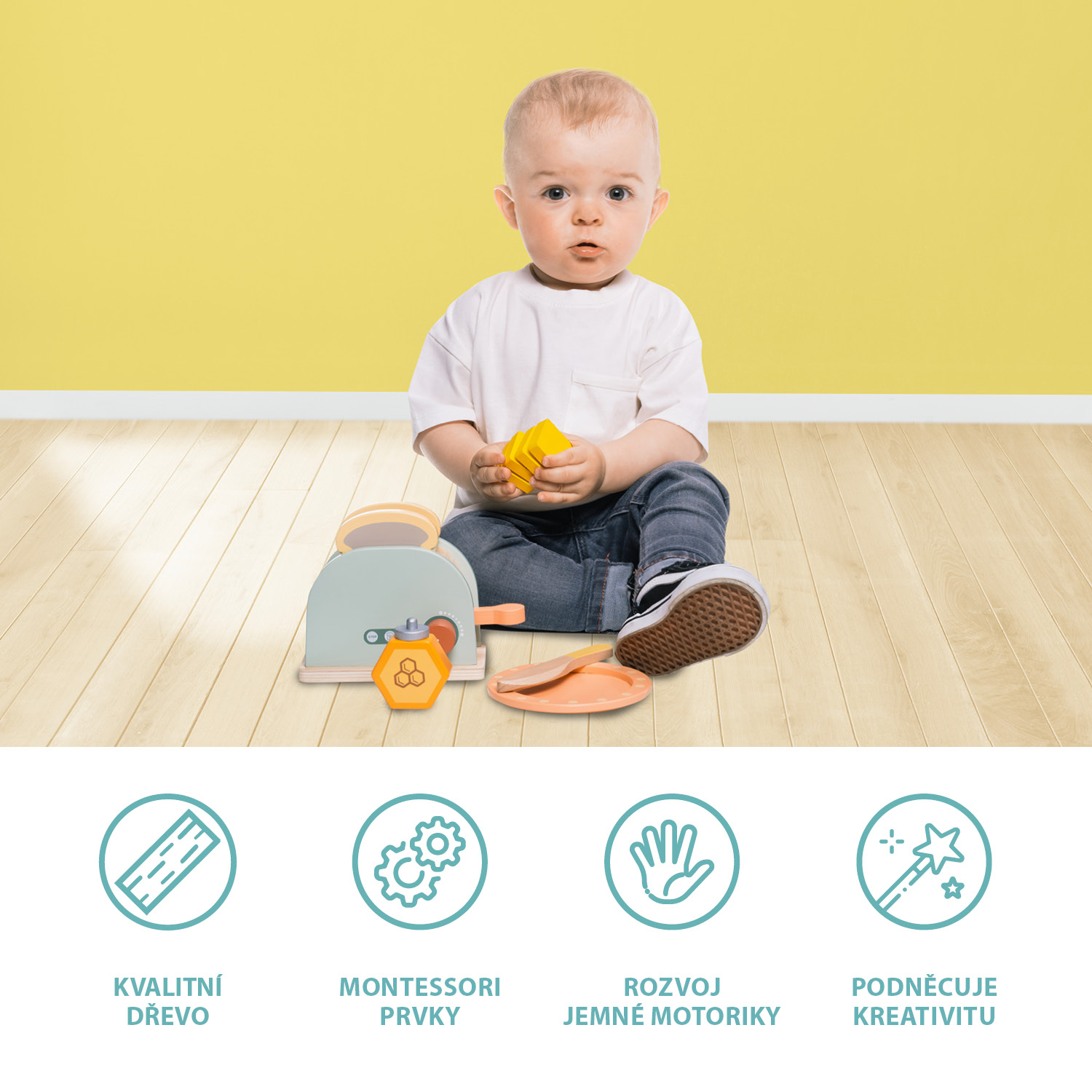 ZOPA Dřevěný toaster set, Wood