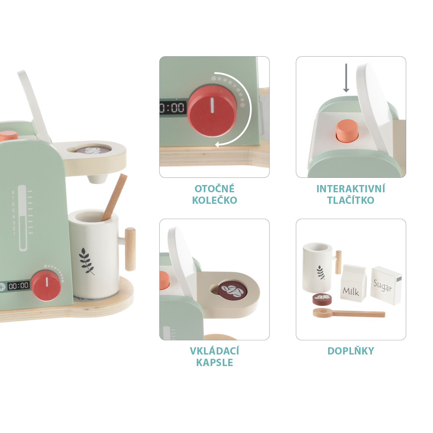 ZOPA Dřevěný kávovar set, Wood