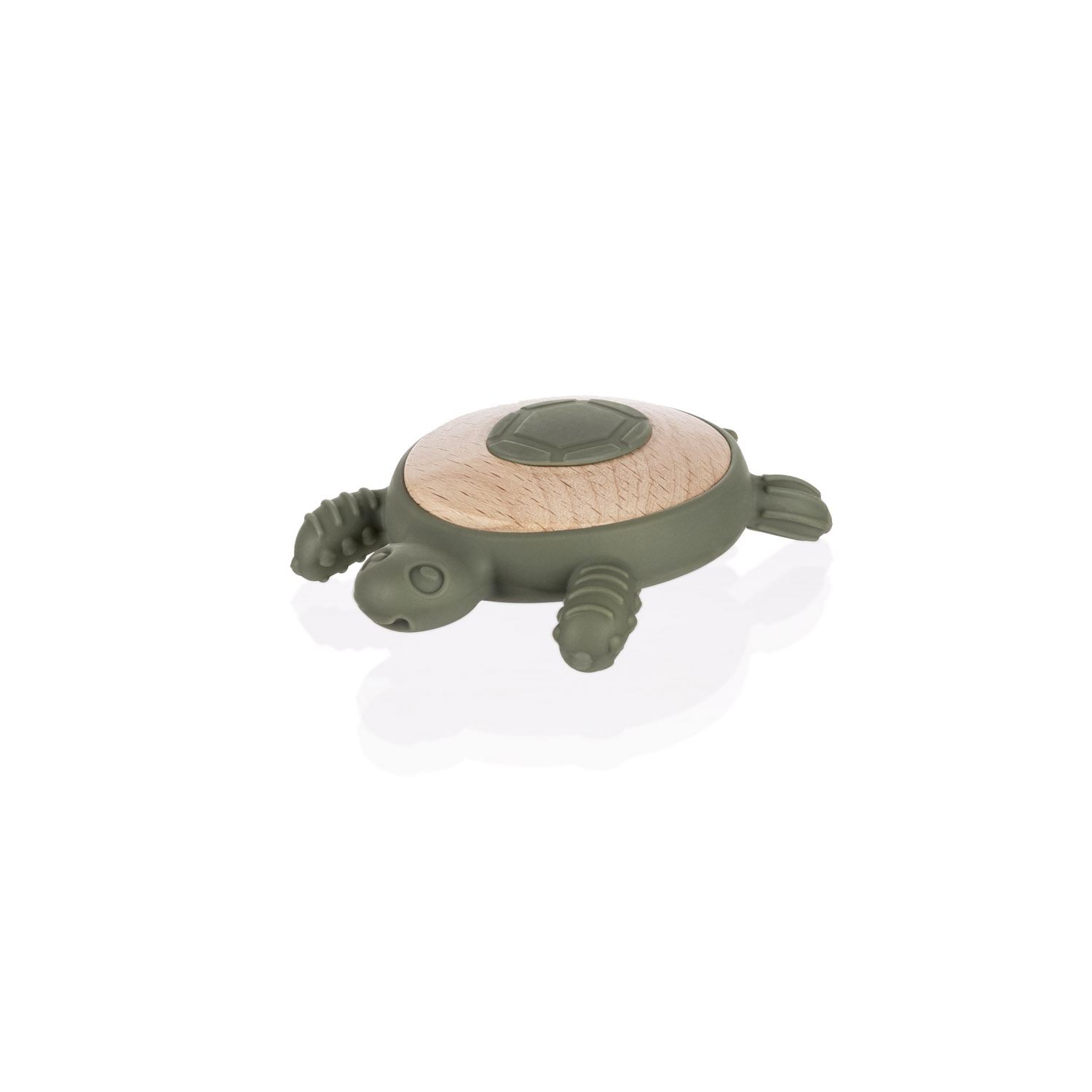 Zopa Silikonové dřevěné kousátko Turtle, Forest Green