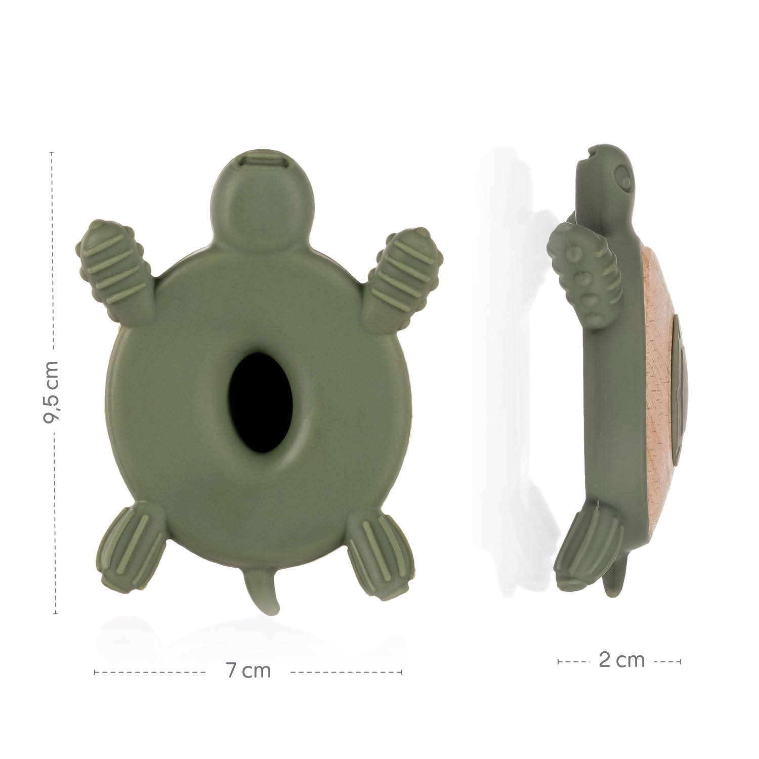 Zopa Silikonové dřevěné kousátko Turtle, Old Pink