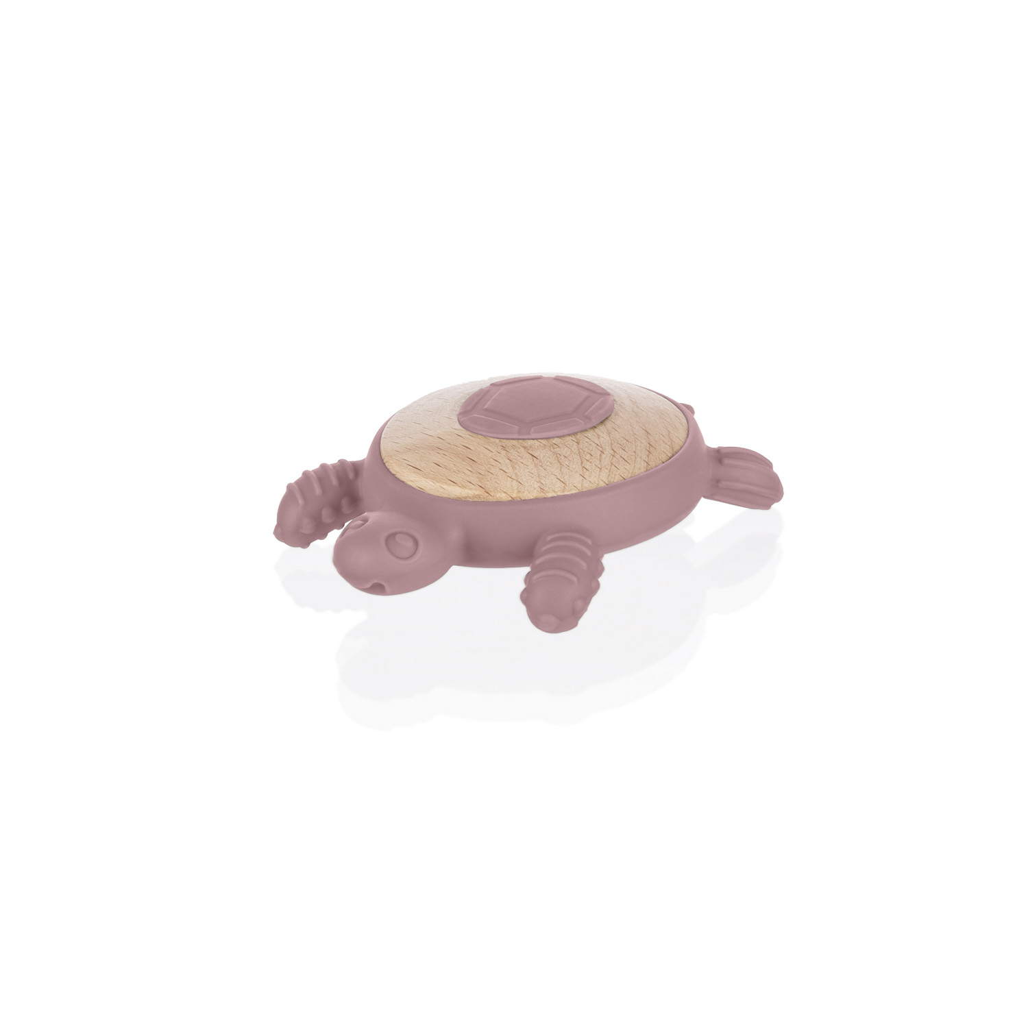 Zopa Silikonové dřevěné kousátko Turtle, Old Pink