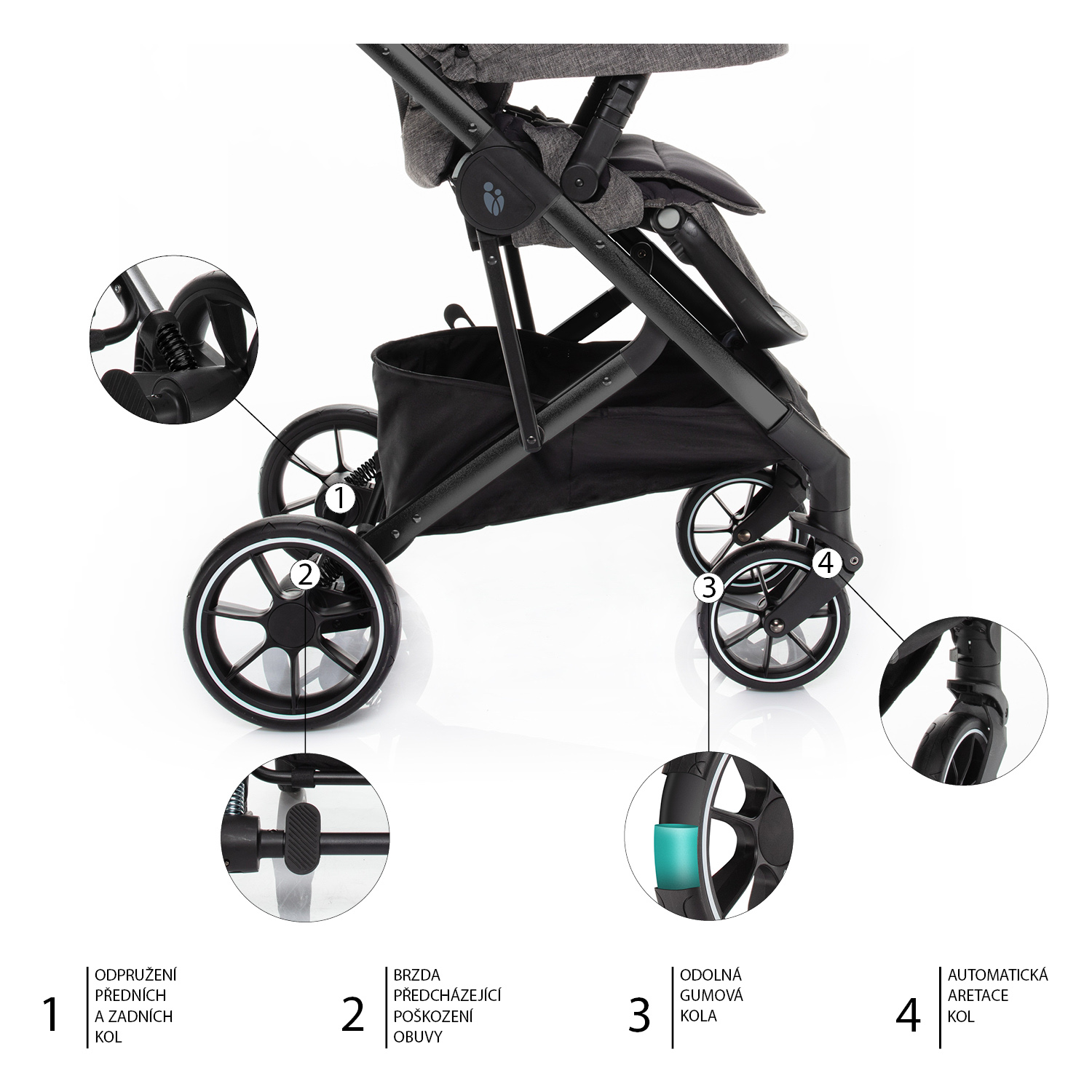 ZOPA Set kočárek Quest+ korba+ adaptéry+ autosedačka, Tornado Grey/Black