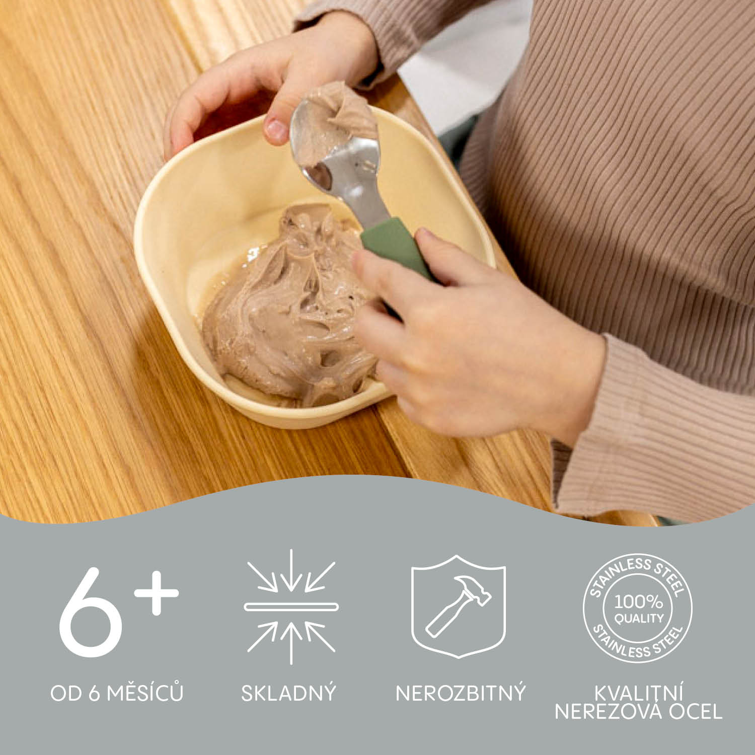 Zopa Silikonový dětský příbor, Dove Grey