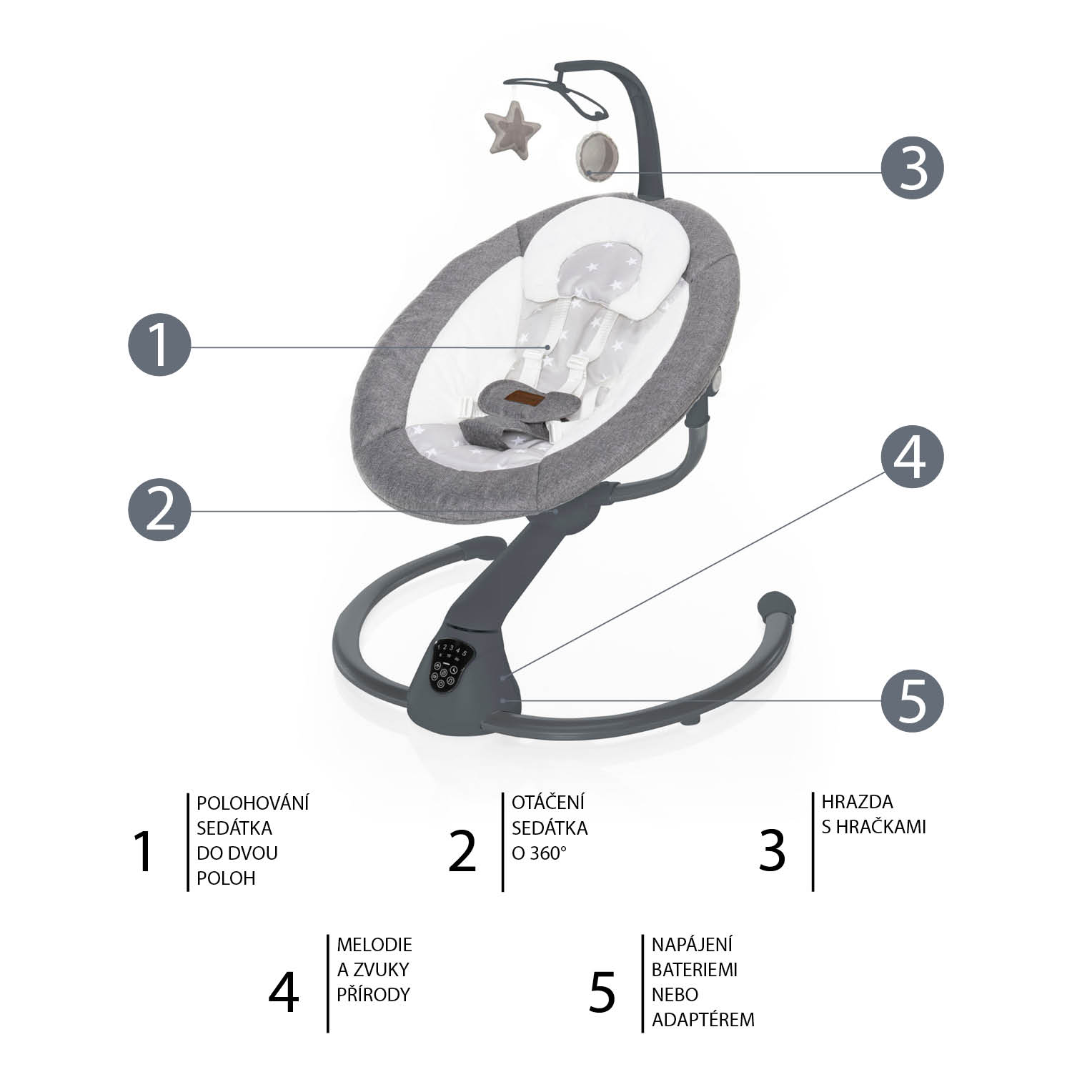 ZOPA Lehačka Lullaby, Gray stars/Grey