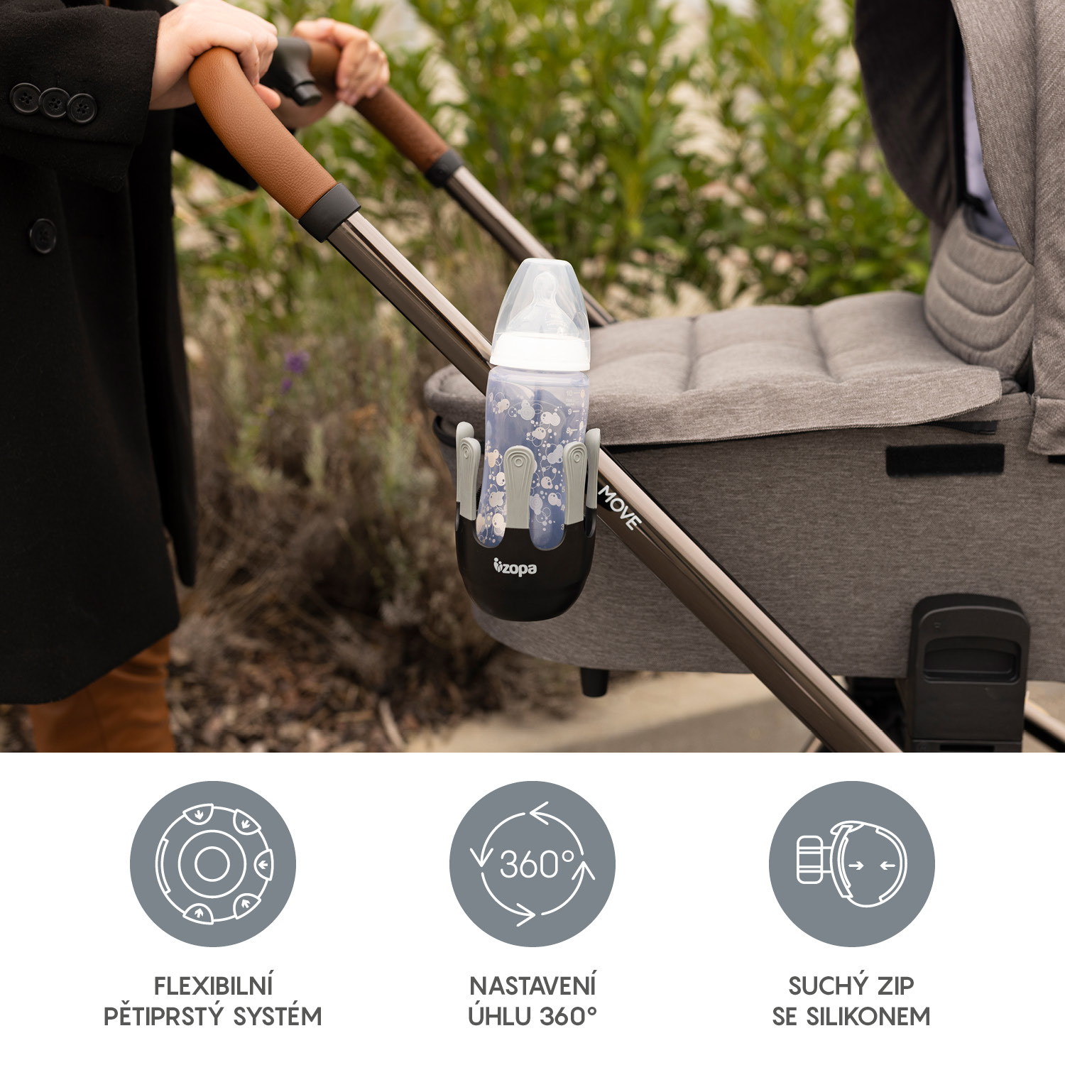 ZOPA Flexibilní držák na pití, Grey