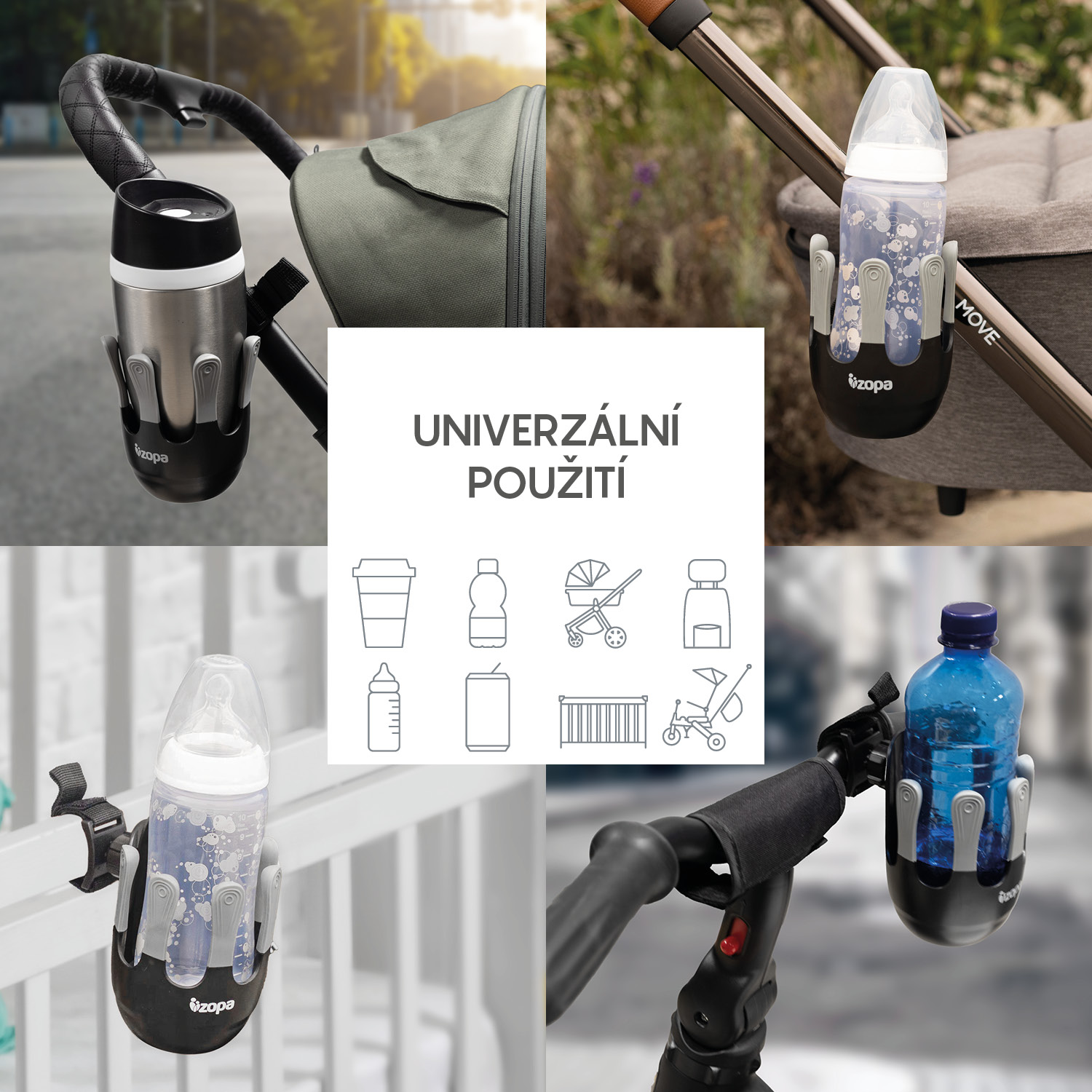 ZOPA Flexibilní držák na pití, Grey